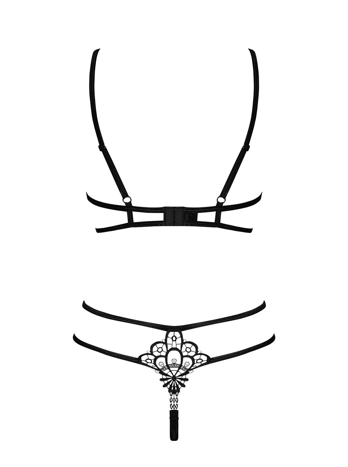 Obsessive Set: Bügel-BH Ouvert-Set Badossa schwarz BH mit Spitze und offener String (Set)