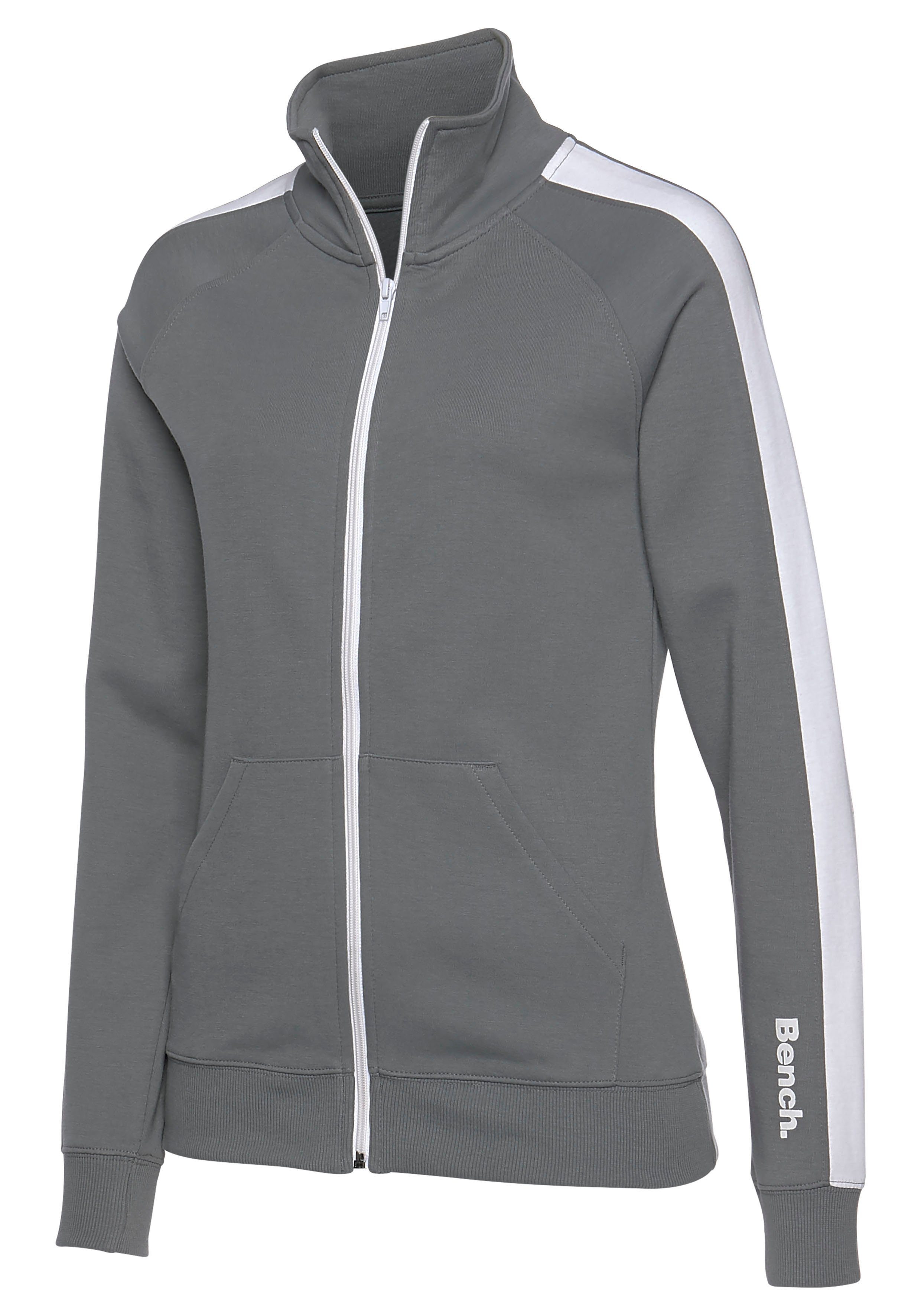 Bench. Loungewear Sweatjacke mit Seitenstreifen und Stehkragen, Loungewear