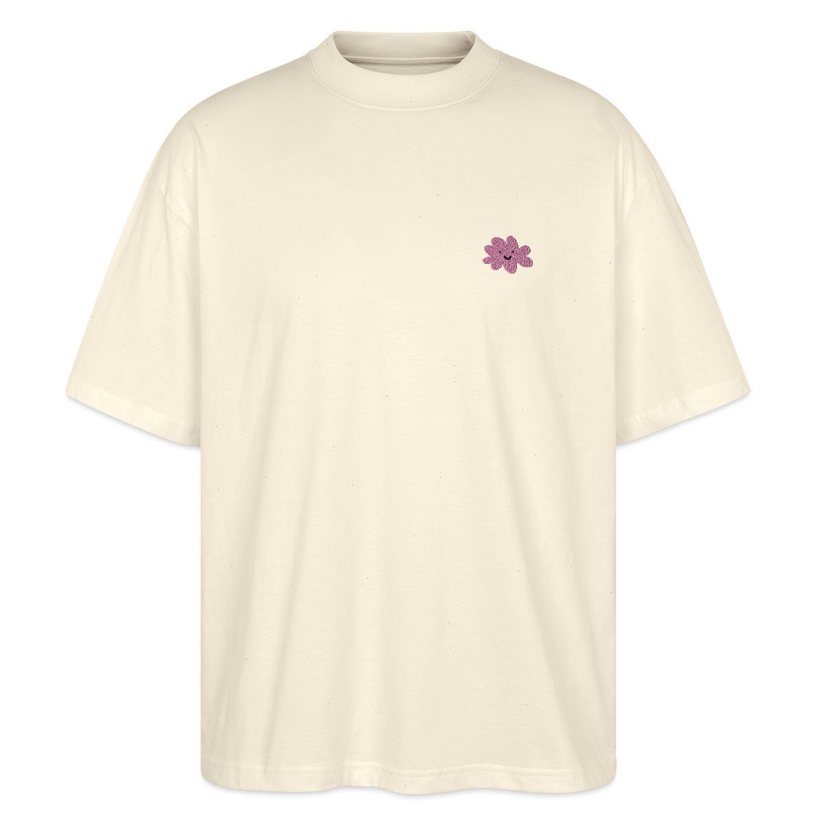 T-Shirt Fröhliche Rosa Blume Mit Lächelndem Gesicht Oversize Unisex T-Shirt