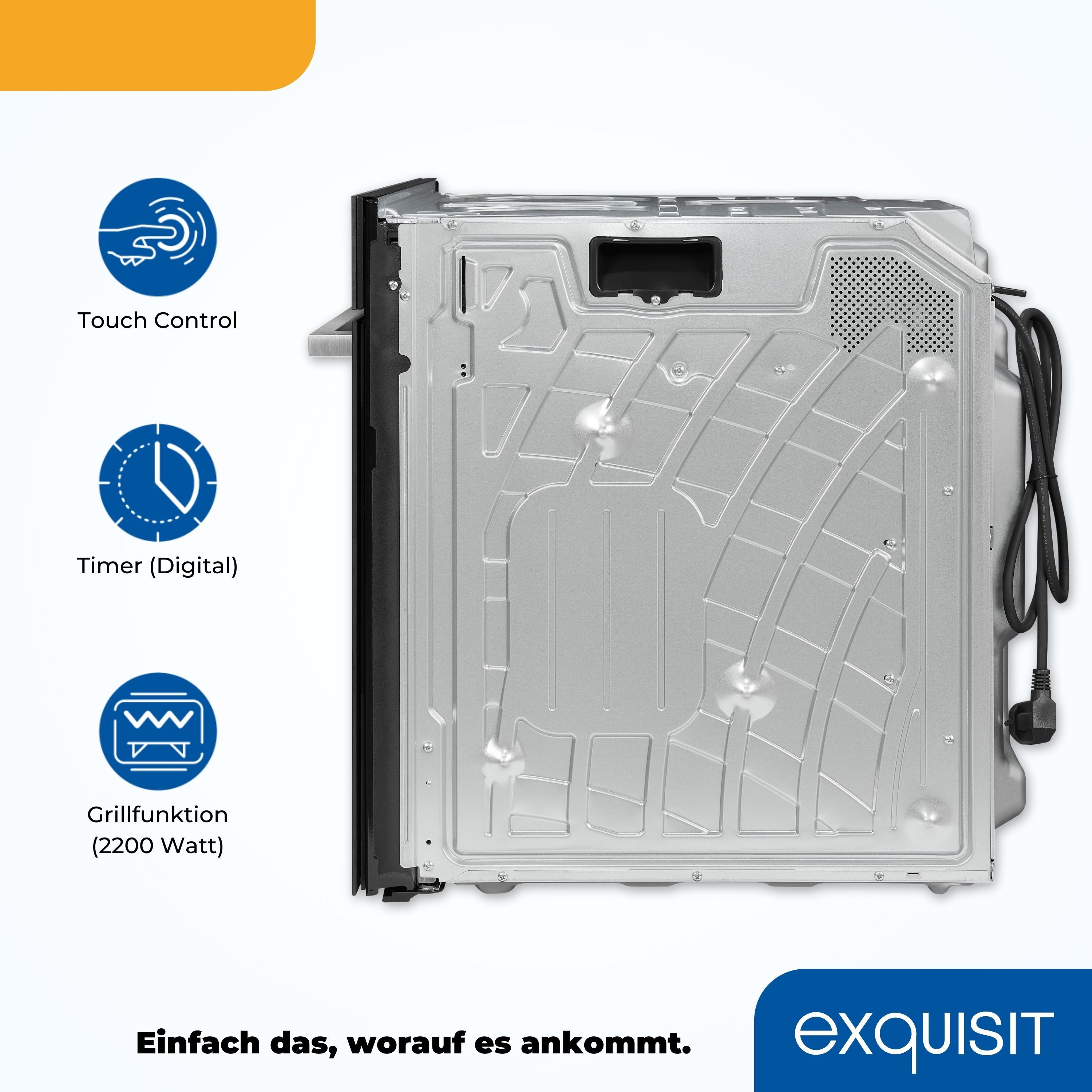 exquisit Einbau-Mikrowelle, Mikrowelle, Mikrowelle + Grill, Mikrowelle + Heißluft, Grill, Auftau-Programm, Mikrowelle + Grill + Umluft, Grill + Umluft, 72,00 l, Timer, Kindersicherung, 5 Leistungsstufen, Kombinationsgerät