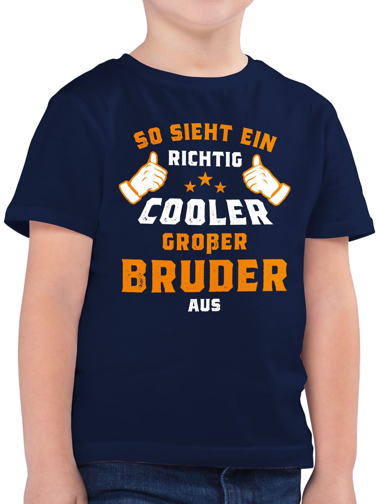 Shirtracer T-Shirt So sieht ein richtig cooler großer Bruder aus Orange (1-tlg) Großer Bruder