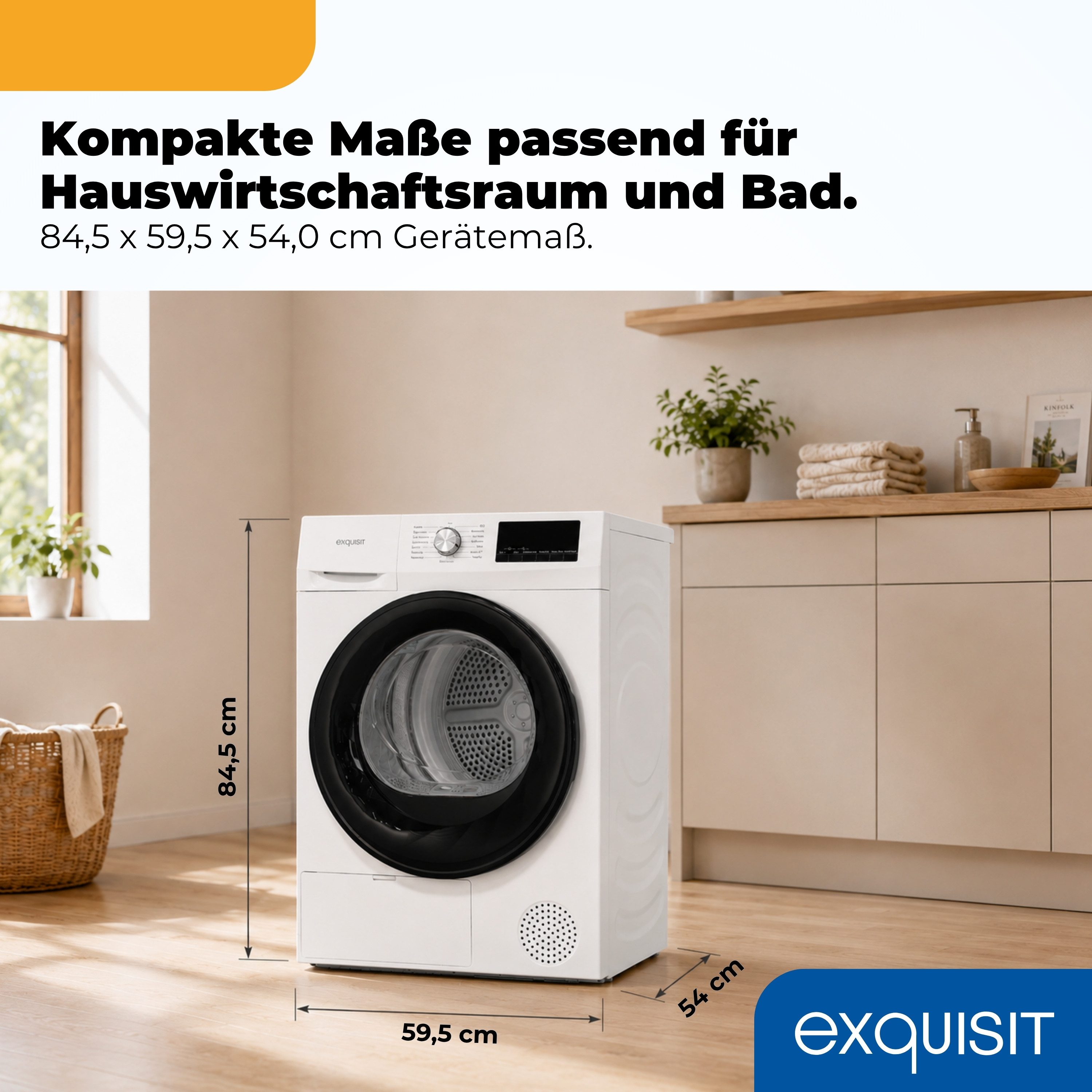 exquisit Wärmepumpentrockner TWP5703-010E, 7 kg, Energieklasse E, Geräuschklasse C, 64 dB