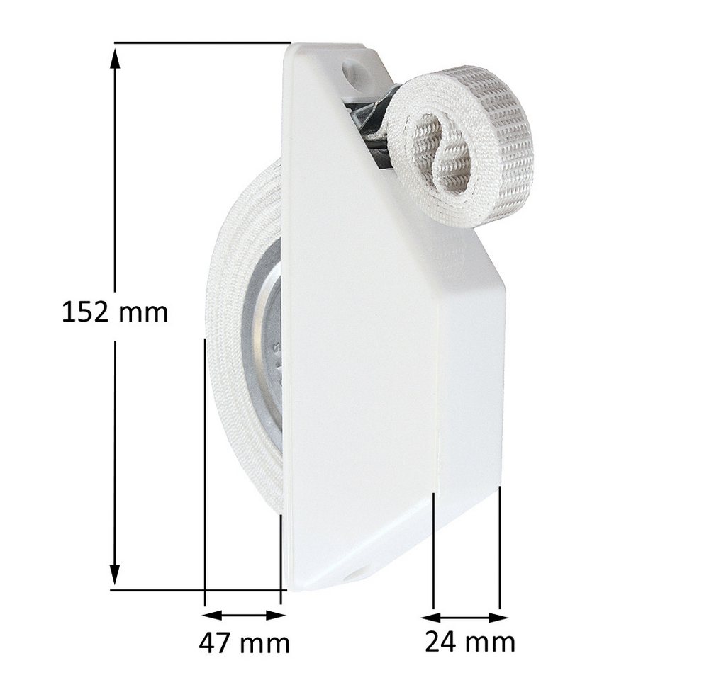 Thumbnail - Inovatec Halbeinlass-Gurtwickler 4 x Rollladen Halbeinlass Gurtwickler weiß Mini 5 m Gurtband, Gurtbreite 15 mm, 4-tlg.
