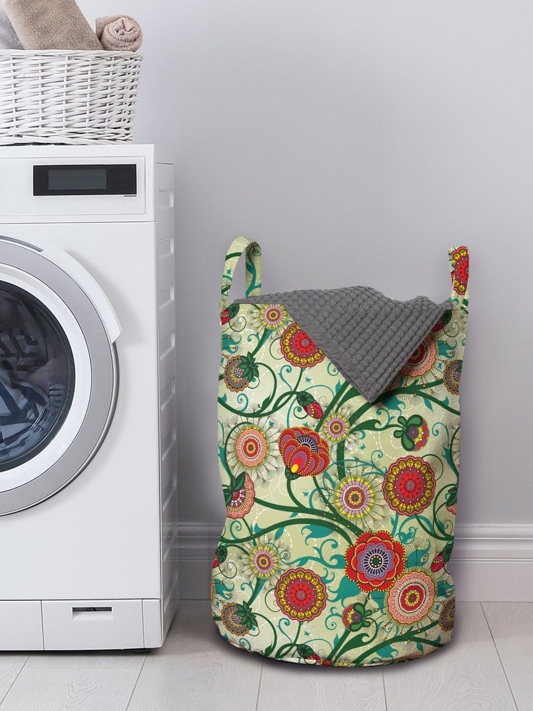 Wäschesäckchen Waschsalons, Griffen Oriental Kordelzugverschluss Wäschekorb Inspirations Abakuhaus für mit Blumen