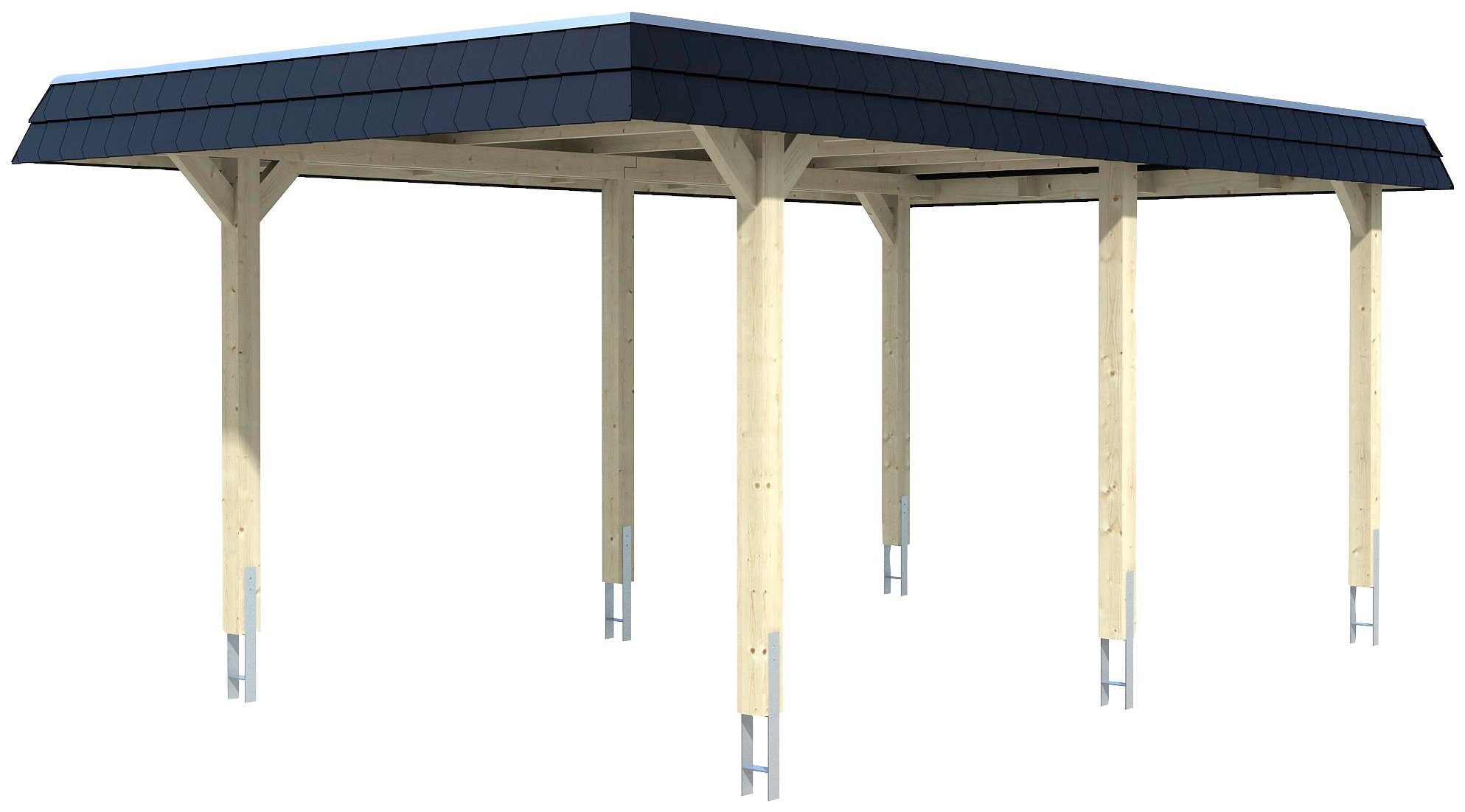 Skanholz Einzelcarport Wendland, BxT: 362x628 cm, 206 cm Einfahrtshöhe
