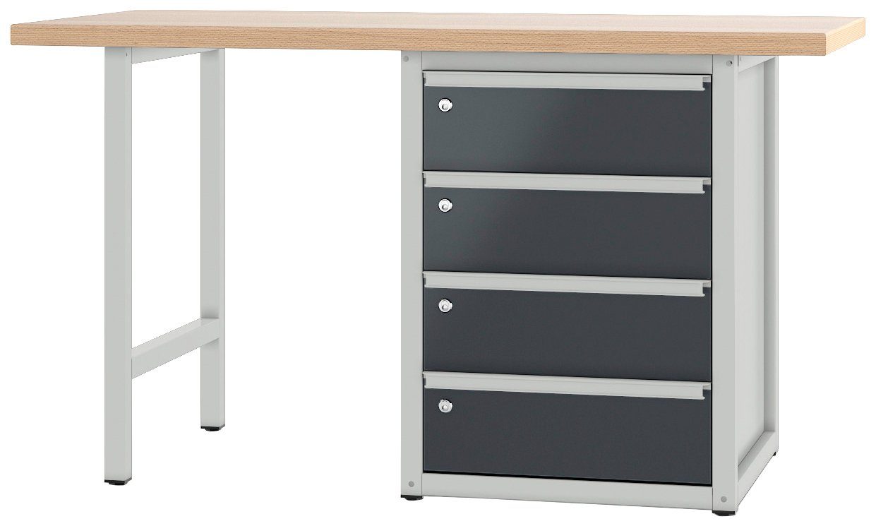 PADOR Werkbank 700.0.41 S 3, Höhe/Länge: 85,5x150 cm grau/anthrazit | Werkbänke