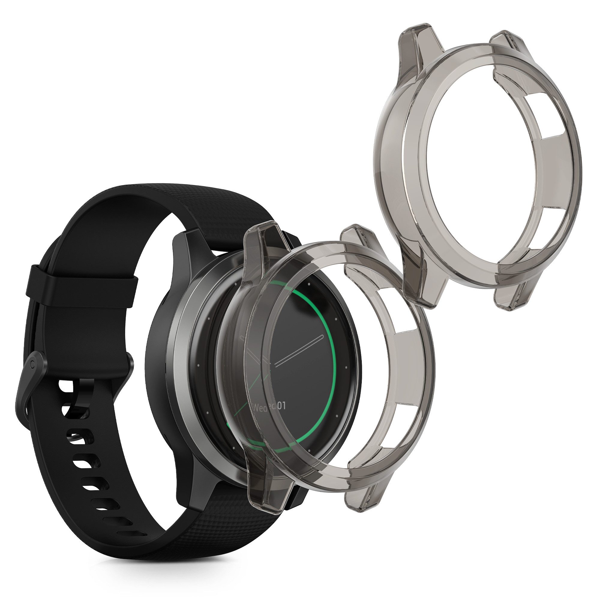 kwmobile Smartwatch-Hülle 2x Schutzhülle für Garmin Vivoactive 4 (45 mm), Fitness Tracker Gehäuse Hülle klar