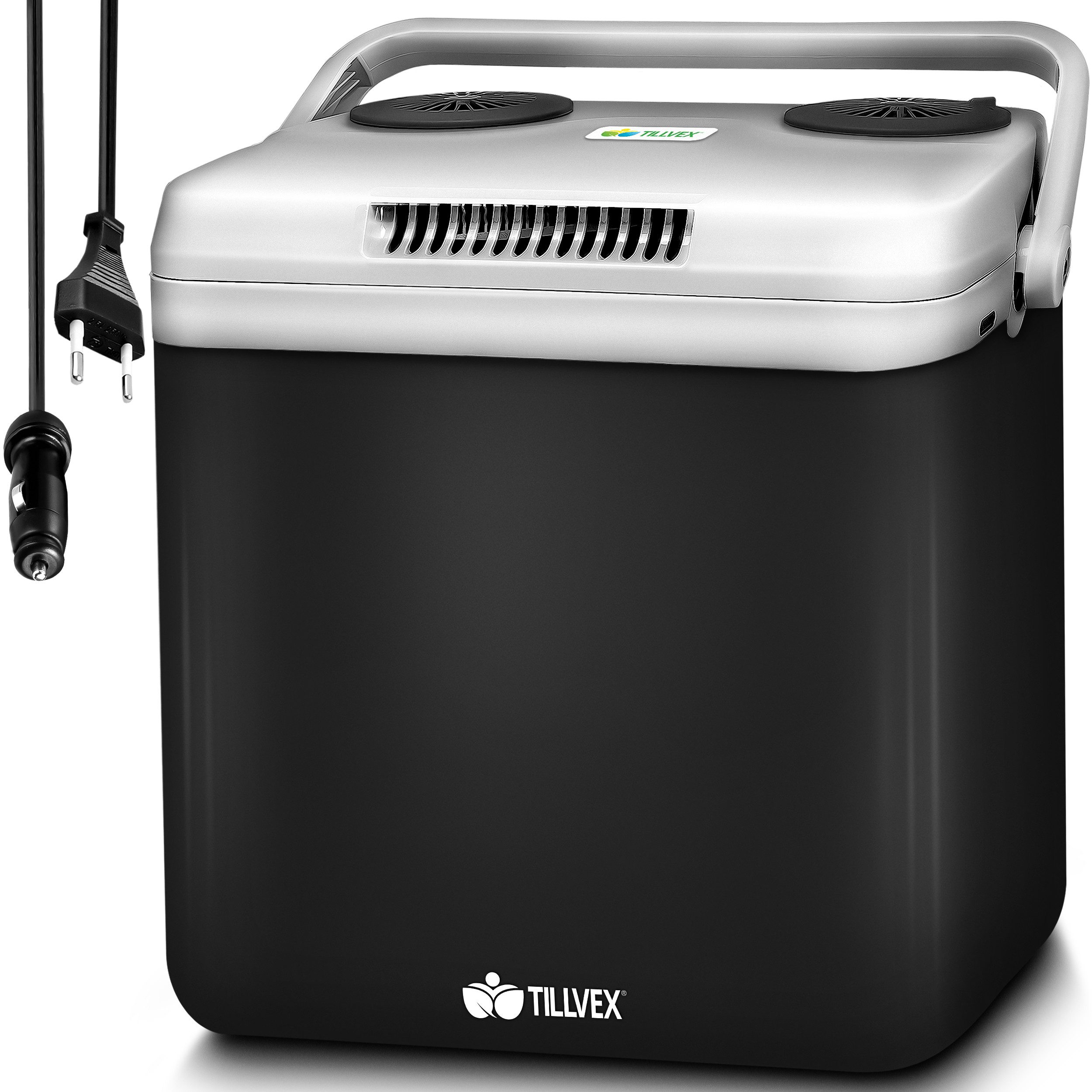 tillvex Kühlbox Kühlbox elektrisch 32L Mini-Kühlschrank, 230 V und 12 V für KFZ Auto Camping