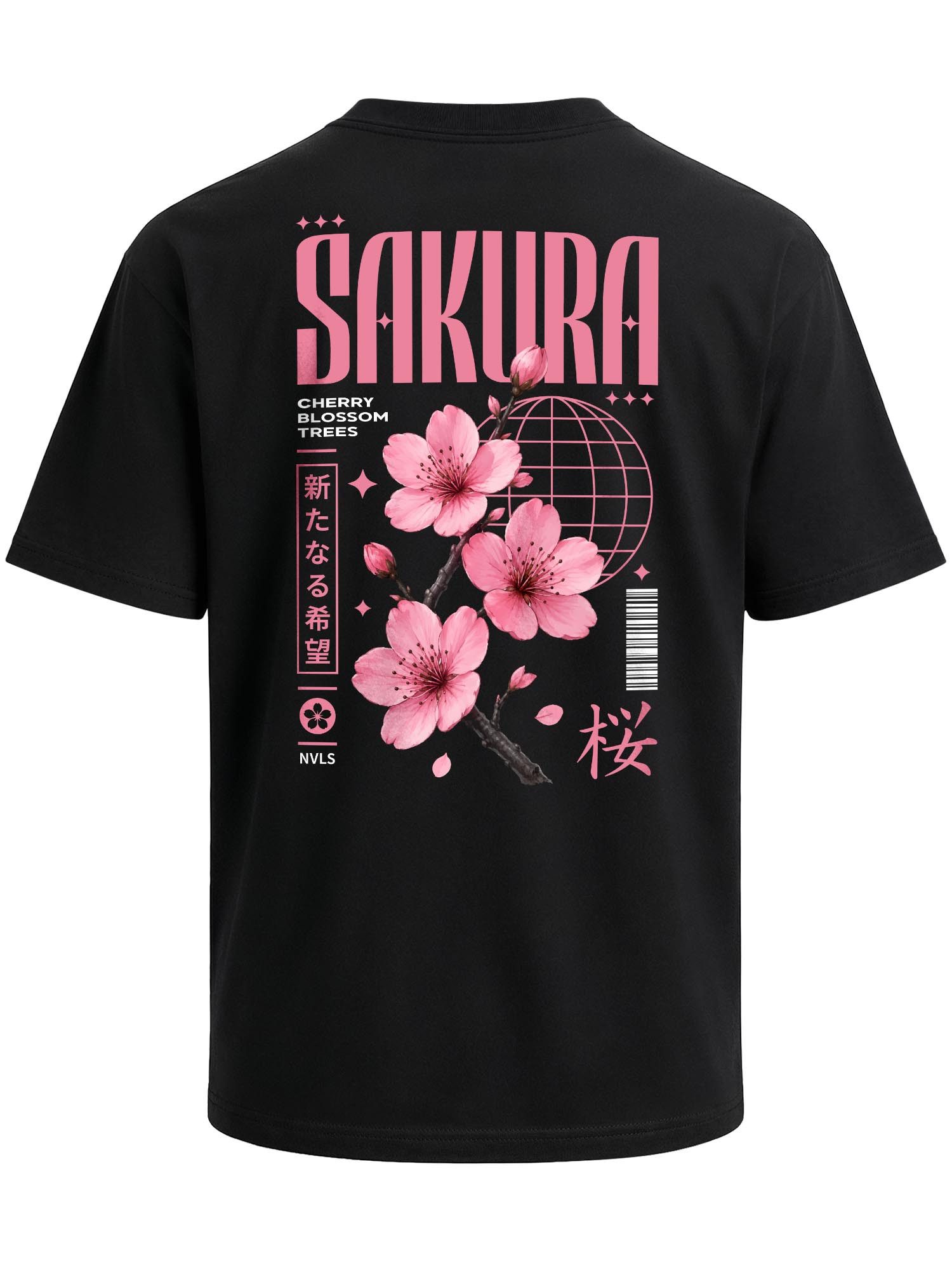 Neverless Oversize-Shirt Herren T-Shirt - Cherry Blossom - Oversized Relaxed Fit Printshirt mit Print