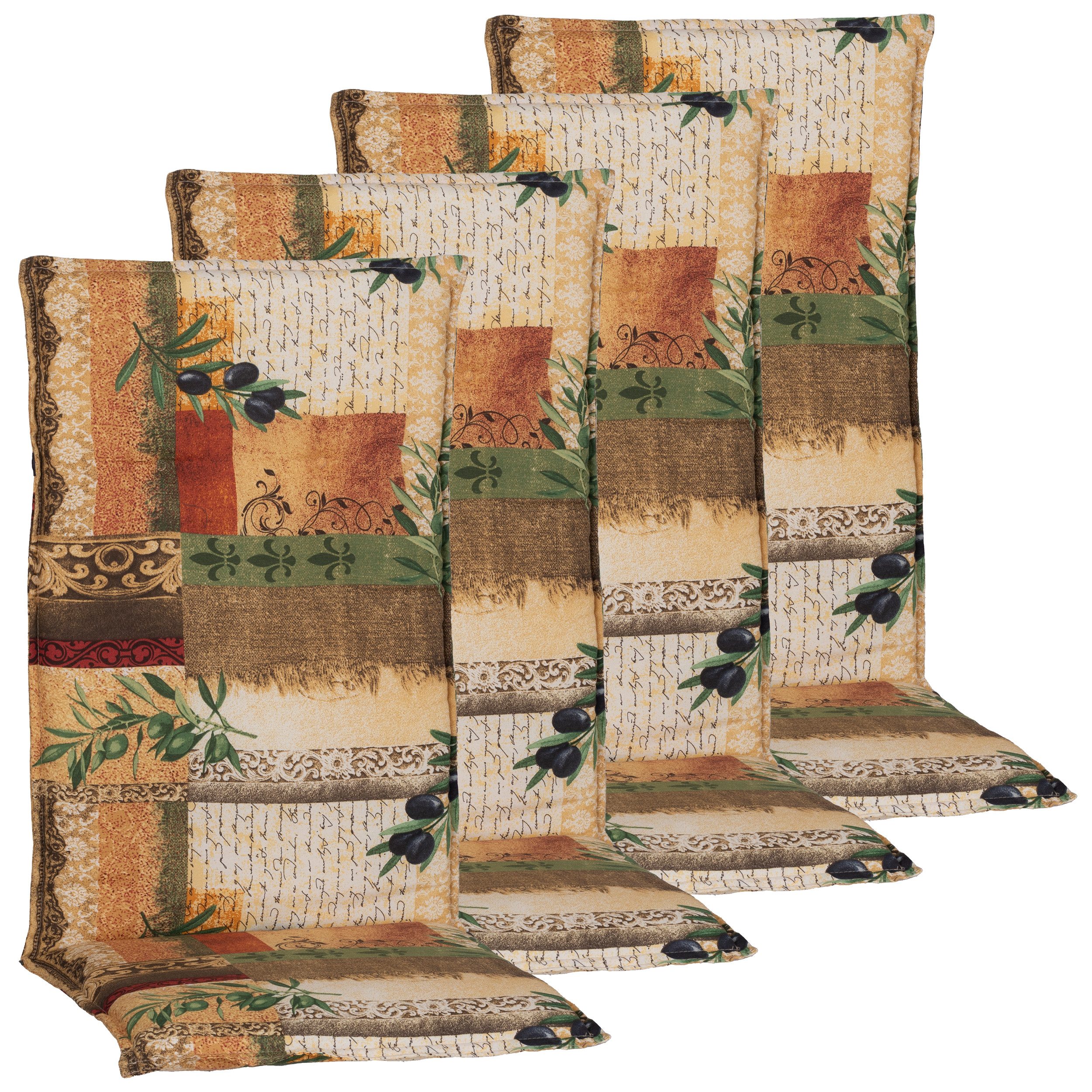 NYVI Hochlehnerauflage Hochlehner Auflagen Rio 4er Set - Stuhlauflage für Gartenstühle, (4 St), Sitzauflage, Pflegeleicht, Robust, Bequem
