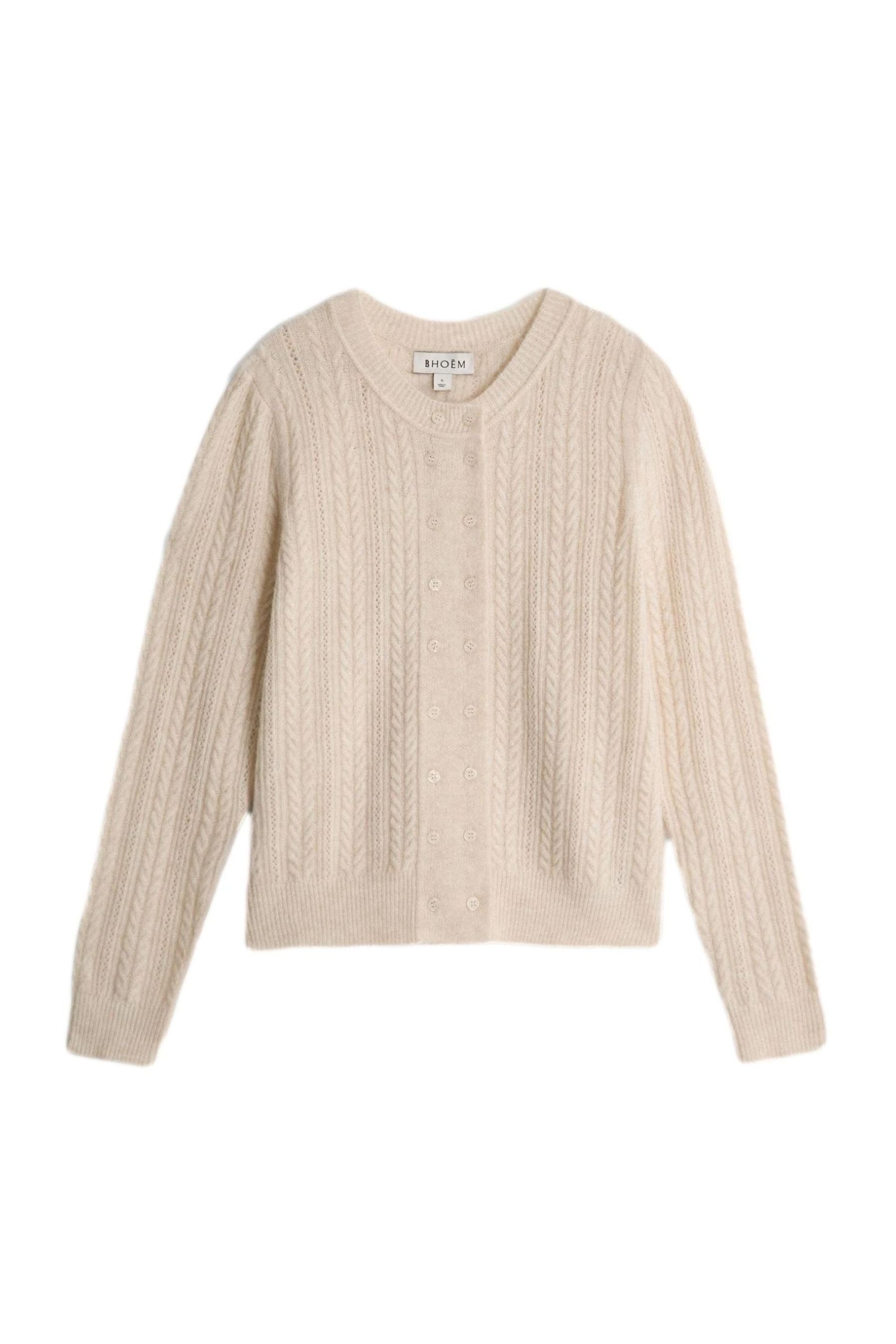 Bhoem Strickjacke Strickjacke mit Pointelle, Zopfmuster + Wollanteil (1-tlg)