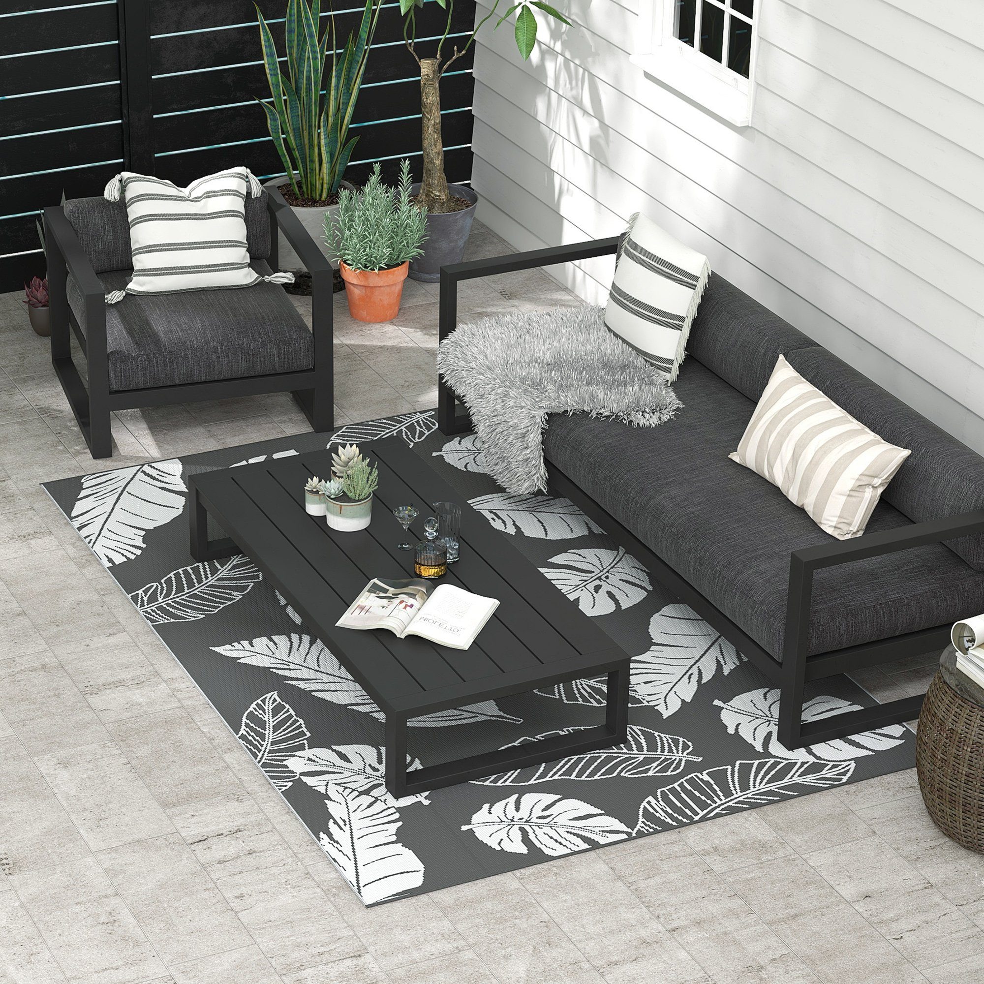 Outsunny Outdoorteppich Campingteppich mit Doppelseitigem Design, günstig online kaufen