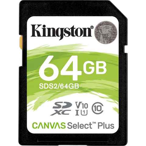 Kingston Canvas Select Plus SD 64GB Speicherkarte (64 GB, UHS-I Class 10, 100 MB/s Lesegeschwindigkeit)