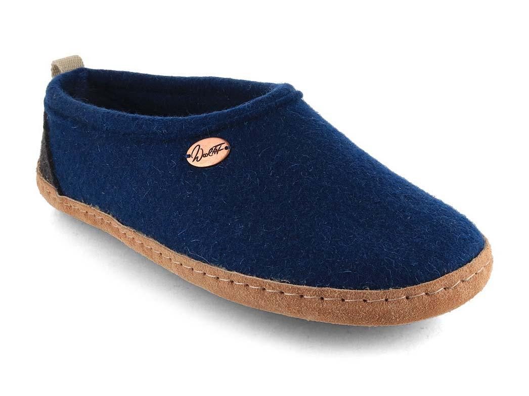 WoolFit Highland knöchelhoher Hüttenschuh aus Filz Hausschuh mit chromfreier Ledersohle