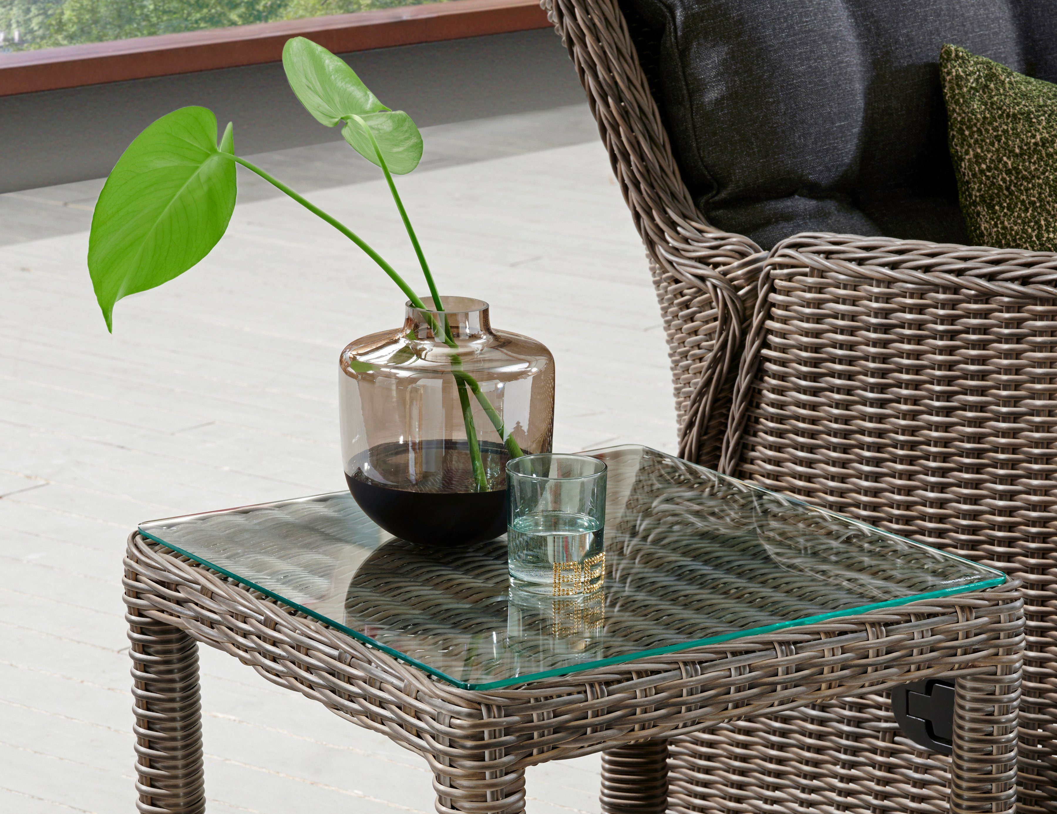 Destiny Beistelltisch MERANO, 46x46x50cm, Aluminium, Polyrattan günstig online kaufen
