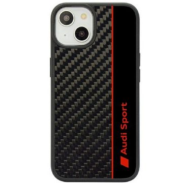 Audi Handyhülle Case iPhone 14 Carbon Optik schwarz rot 6,1 Zoll, Kantenschutz