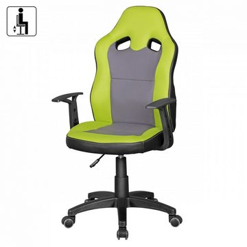 möbelando Gaming-Stuhl SPEEDY - Racing Kinder-Schreibtischstuhl für Kinder ab 8 Grün / Grau, 60 x 112 x 60 cm (B/H/L)