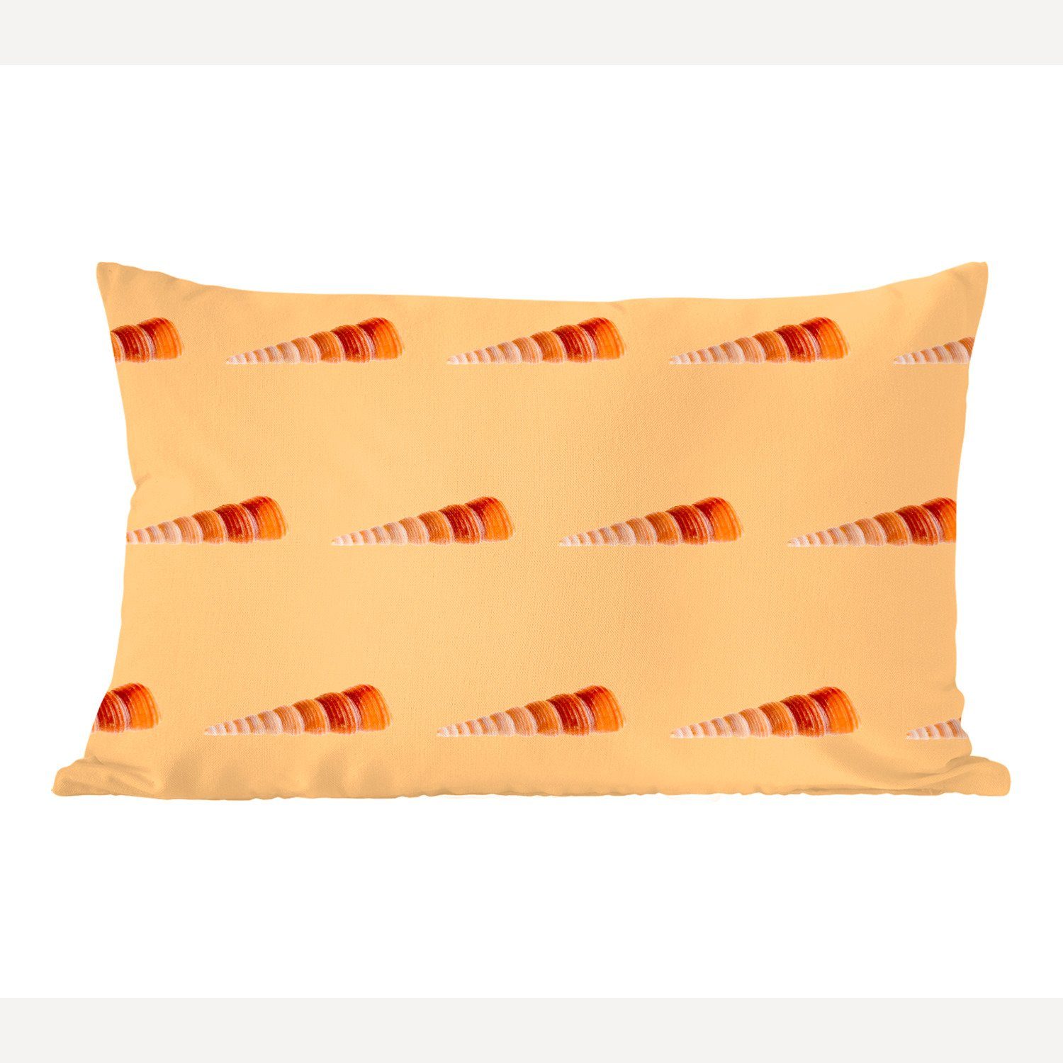 MuchoWow Dekokissen Muscheln - Muster - Orange, Wohzimmer Dekoration, Zierkissen, Dekokissen mit Füllung, Schlafzimmer