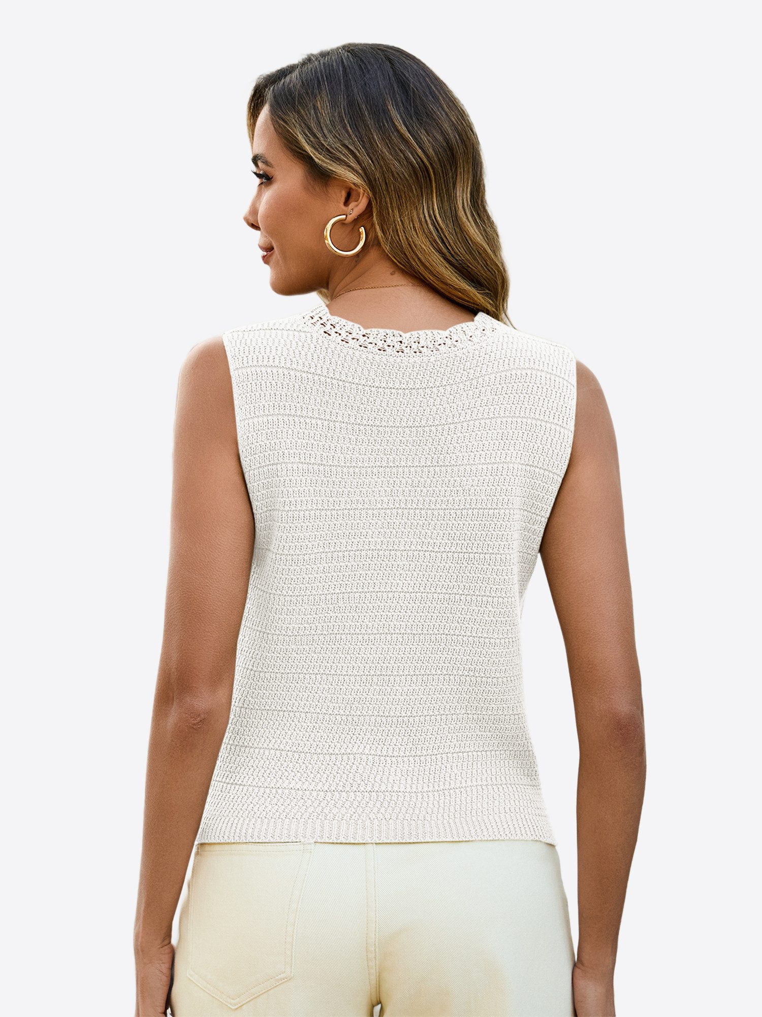 Imily Bela Strickweste Damen V-Ausschnitt Weste mit Knopfleiste (Packung, 1-tlg., 1per-Pack) Häkeln