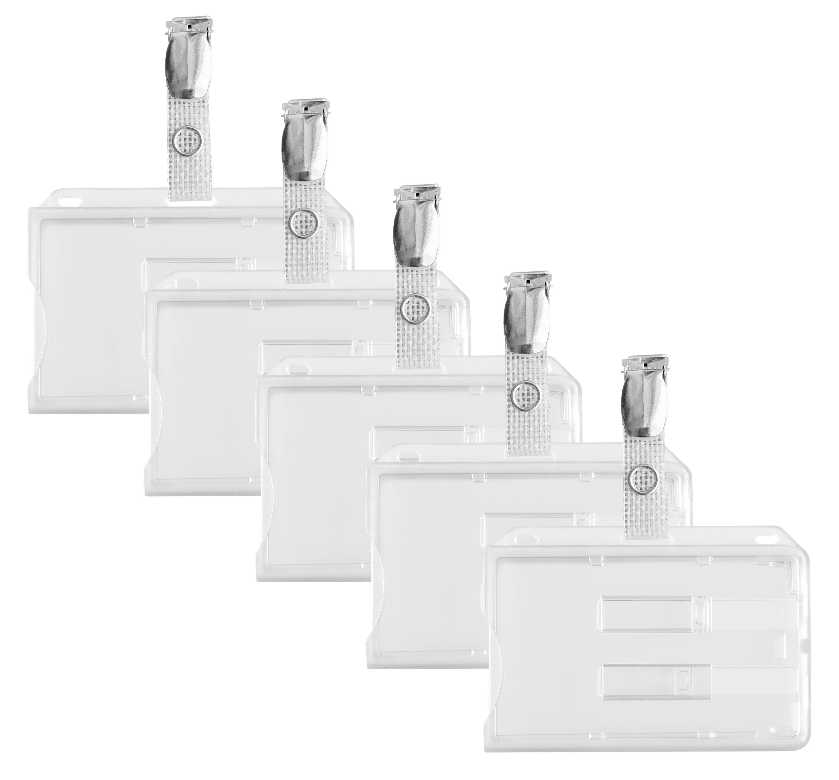 Schlüsselanhänger 5x Doppel Kartenhalter f 1-2 Karten Ausweishalter +5x Hosenträger Clip