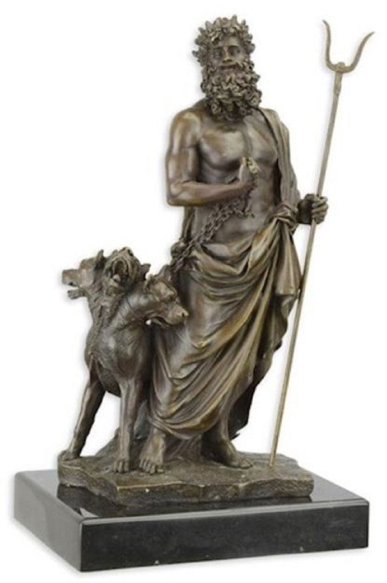 Casa Padrino Dekofigur Luxus Bronzefigur Griechischer Gott Bronze / Schwarz 17 x 12 x H. 29,2 cm - Bronze Skulptur - Dekofigur - Deko Accessoires