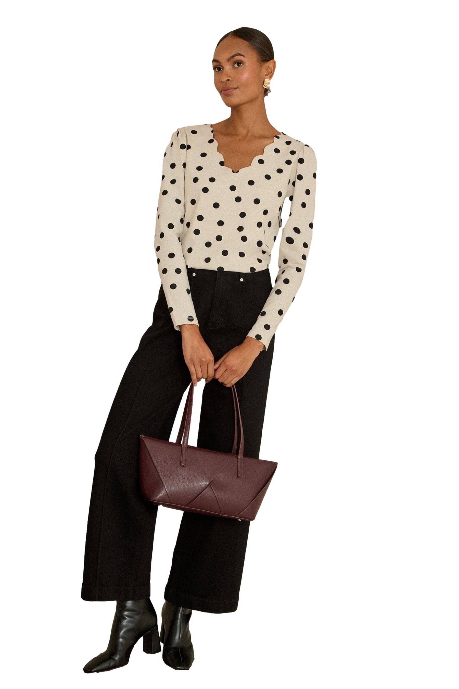 Ivory and Black Spot Print