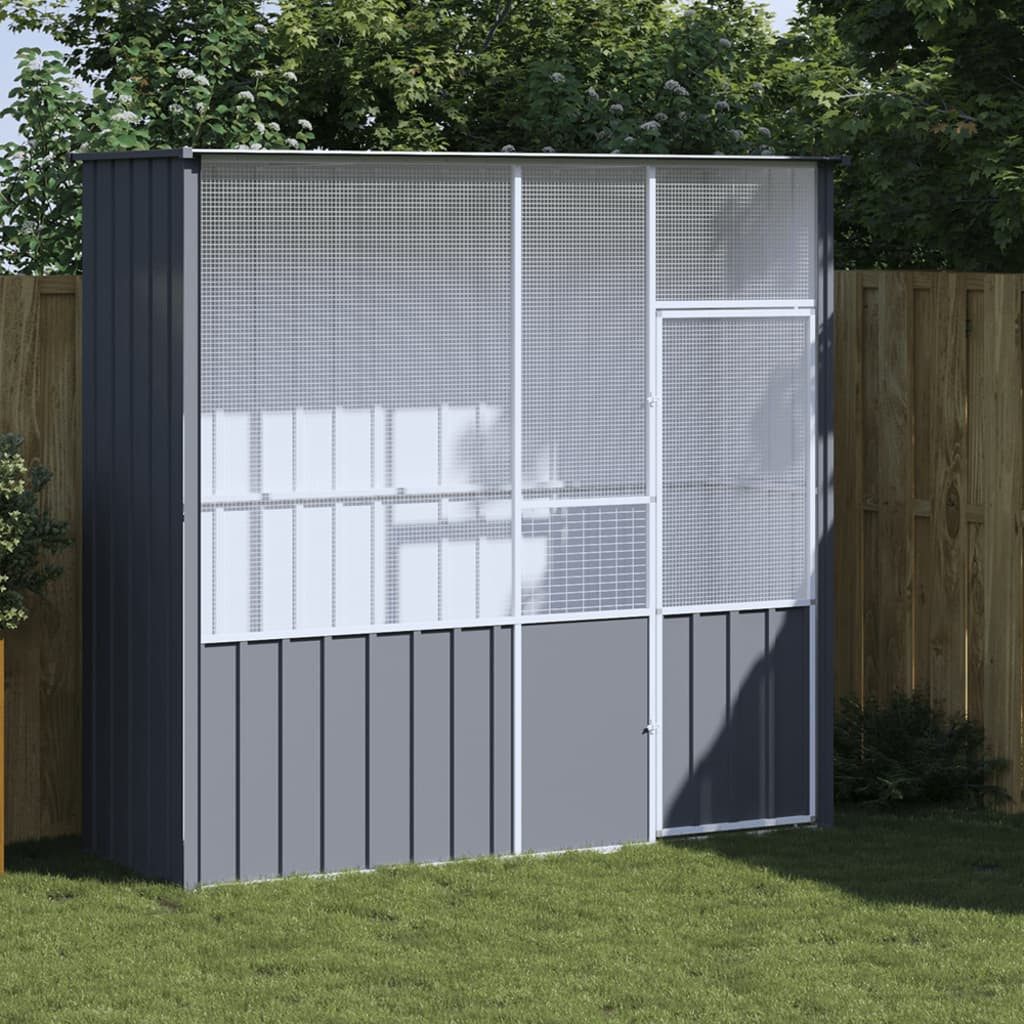 vidaXL Voliere 215 x 78 x 200 cm Voliere Anthrazit 215x78x200 cm Verzinkter Stahl Vog