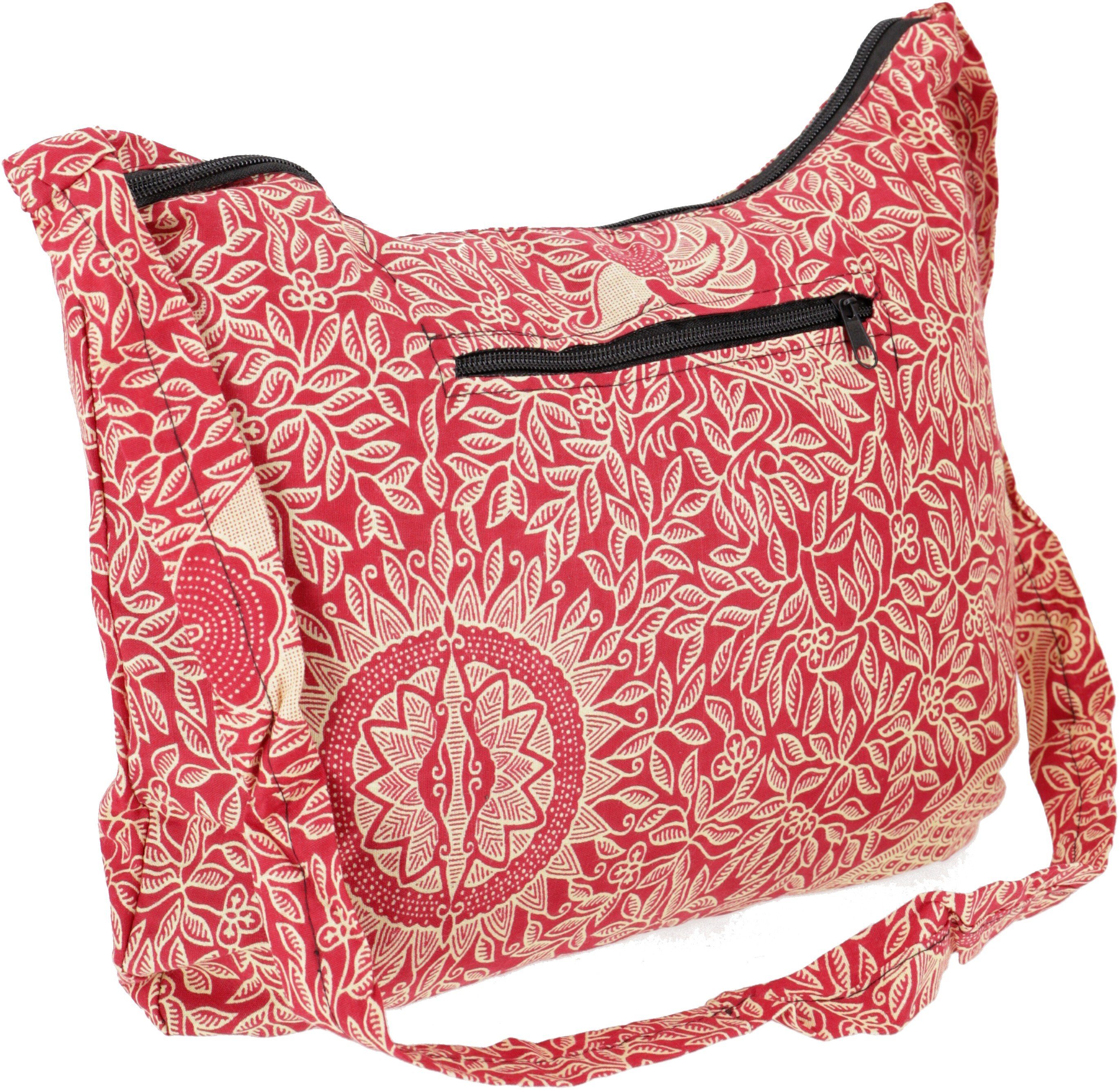 GURU SHOP Ethno Schultertasche 'Tree Of Life' – Petrol, 20x20x15 Cm, Aus Stonewash Canvas