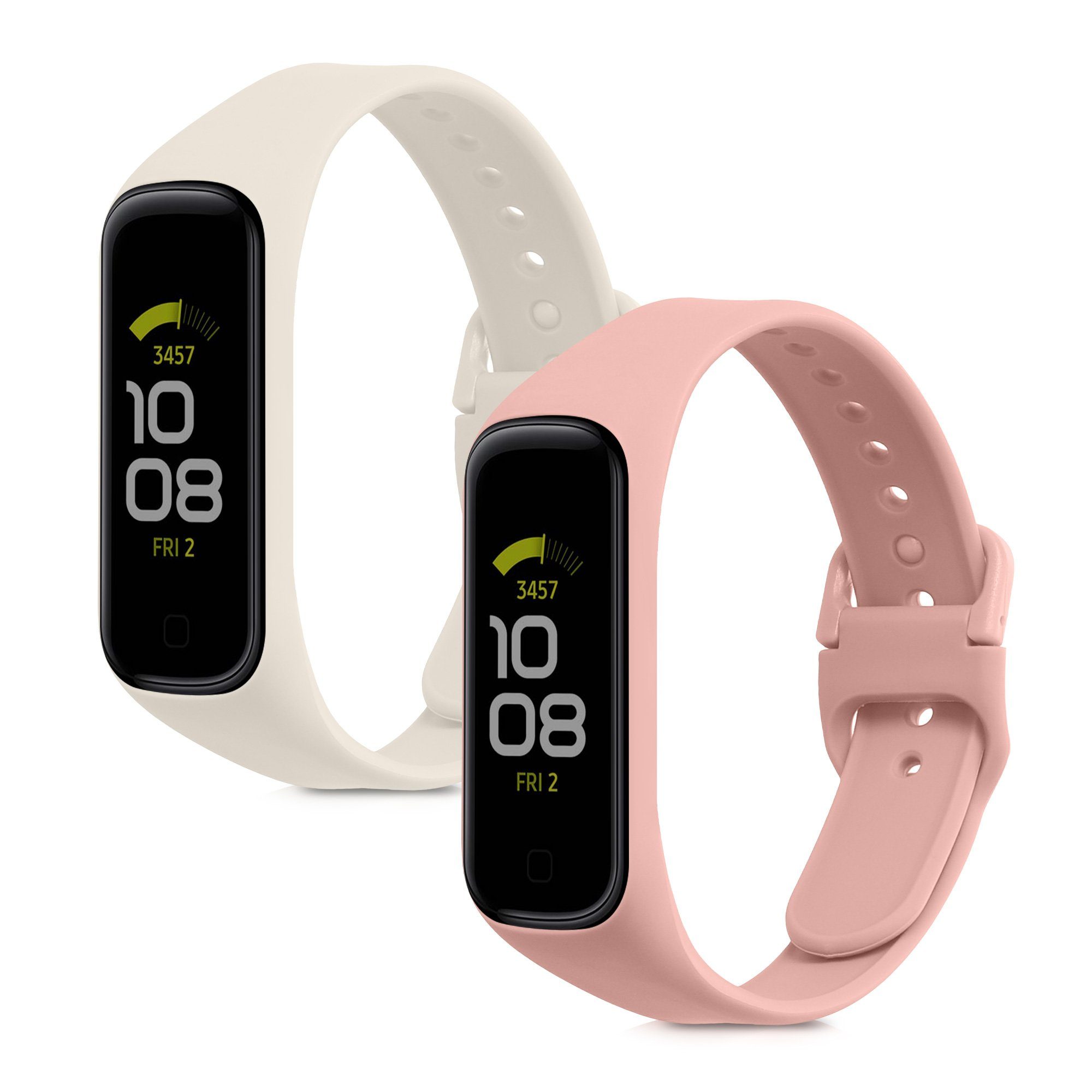 kwmobile Uhrenarmband 2x Sportarmband für Set Fit Armband Samsung Galaxy TPU Weiß 2, Fitnesstracker Silikon