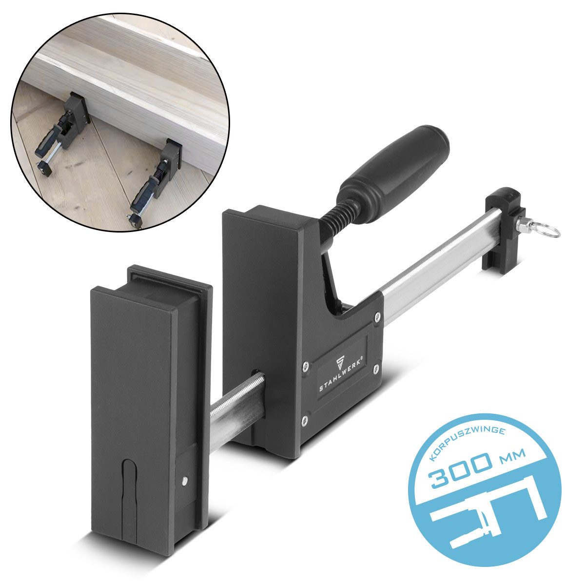STAHLWERK Schraubzwinge STAHLWERK Korpuszwinge 95x300 mm / 12"kraftvolle, (1 St)