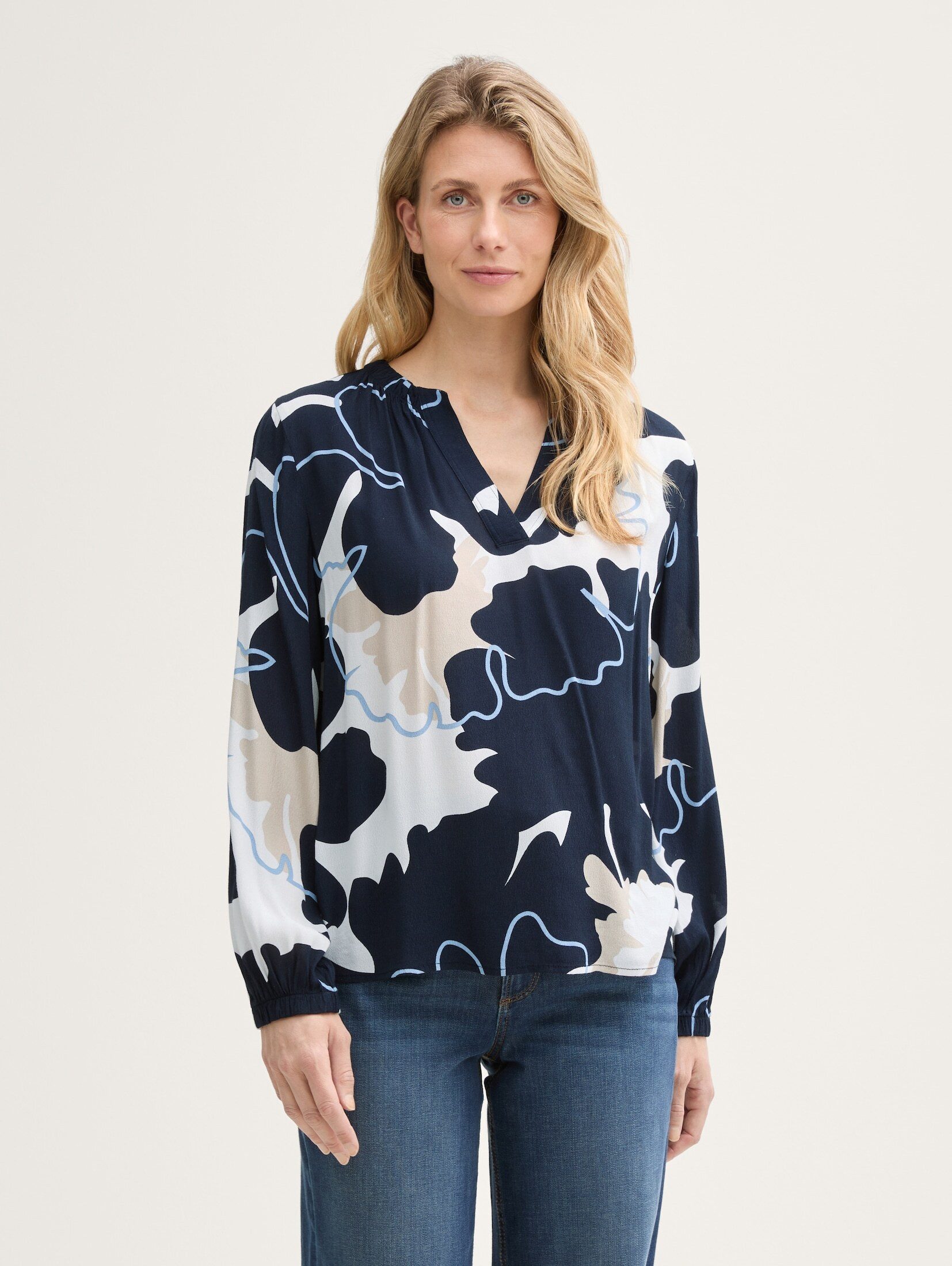 Langarmbluse Bluse aus Viskose mit Muster