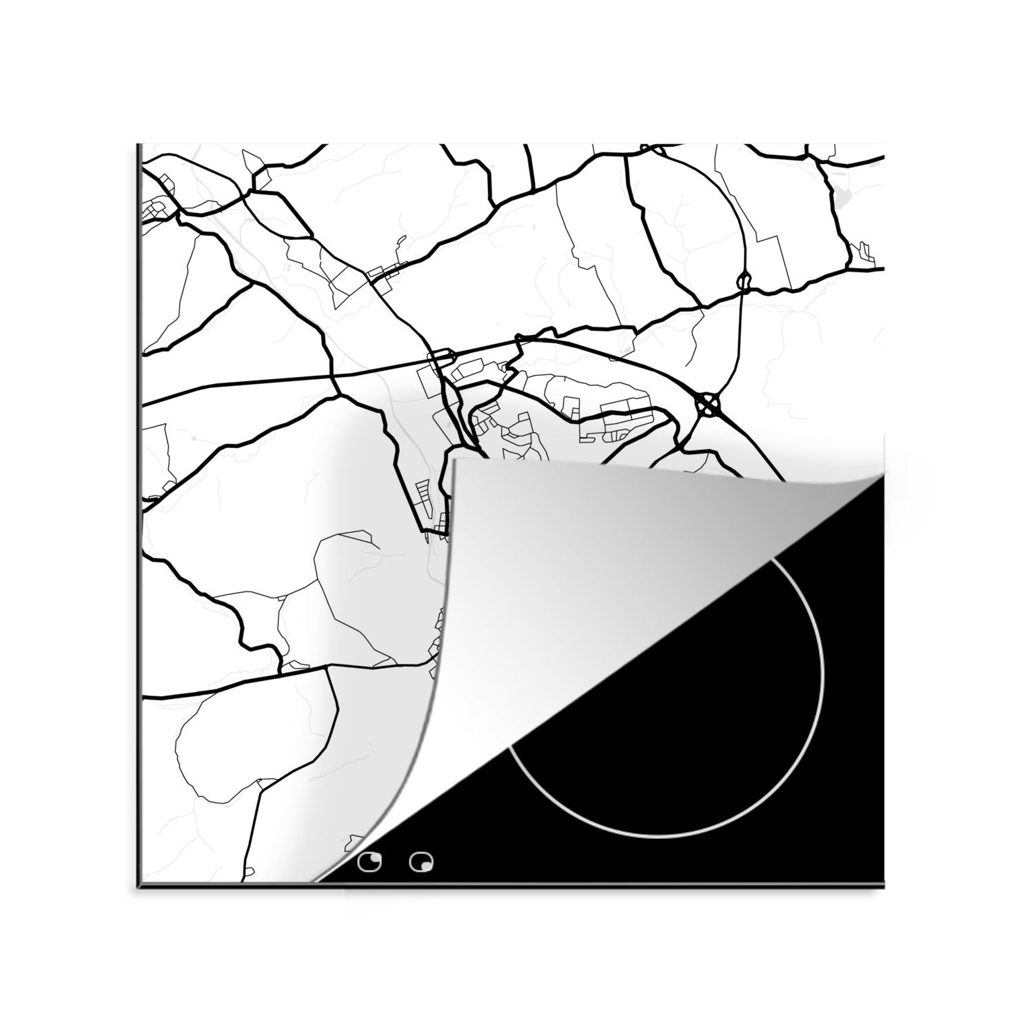 MuchoWow Herdblende-/Abdeckplatte Karte - Gera - Stadtplan, Vinyl, (1 tlg), 78x78 cm, Ceranfeldabdeckung, Arbeitsplatte für küche