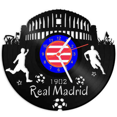 GRAVURZEILE Wanduhr Schallplattenuhr - Real Madrid - 100% Vereinsliebe - Fußball -