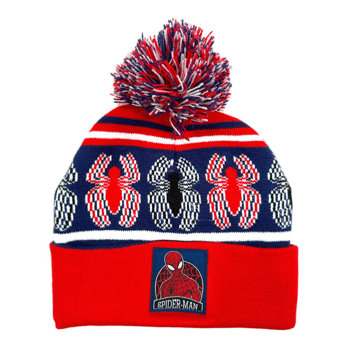 MARVEL Bommelmütze Spiderman Kinder Herbst Winter Set Mütze plus Handschuhe Onesize 52/53