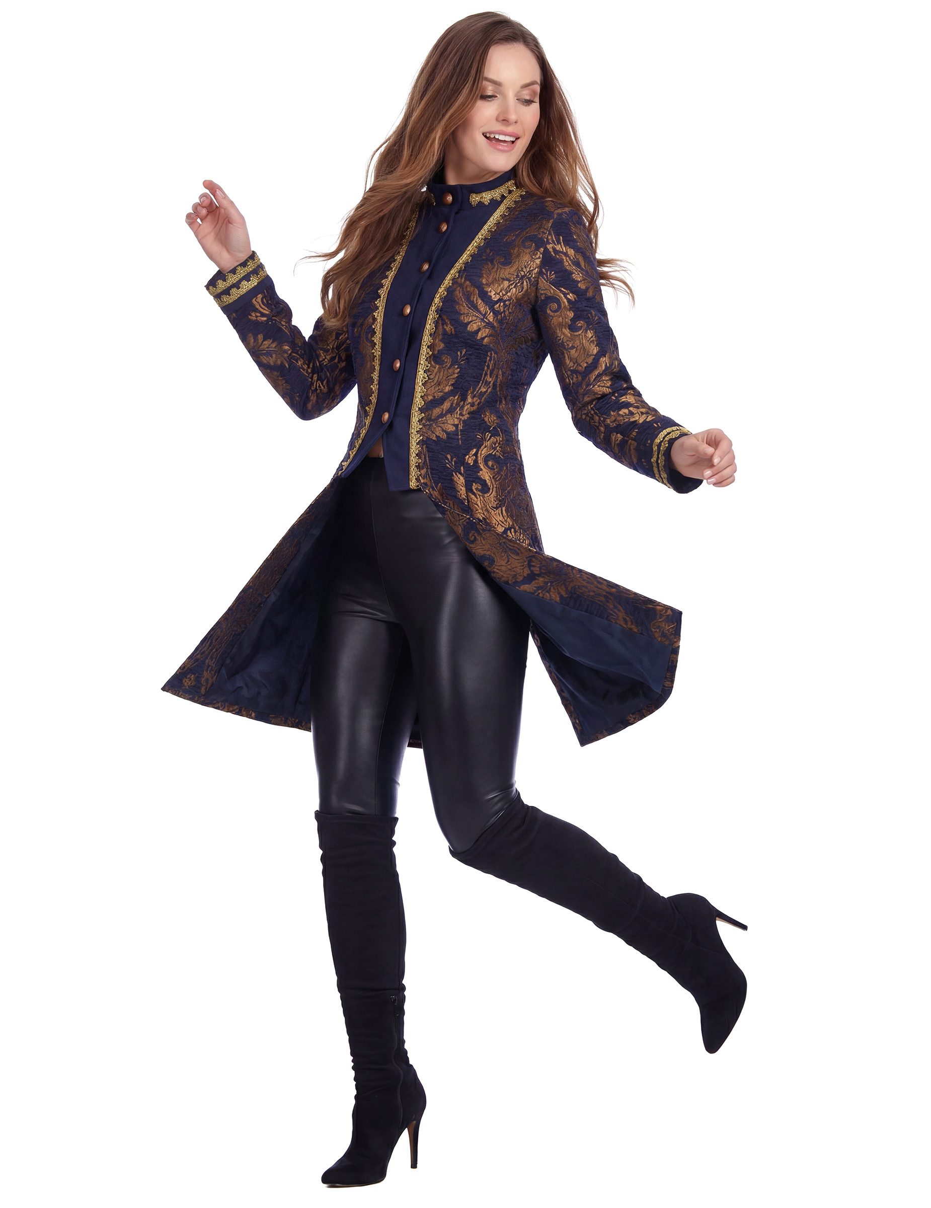 Wilbers Kostüm Barockjacke Damen Blau Luxus bestickt
