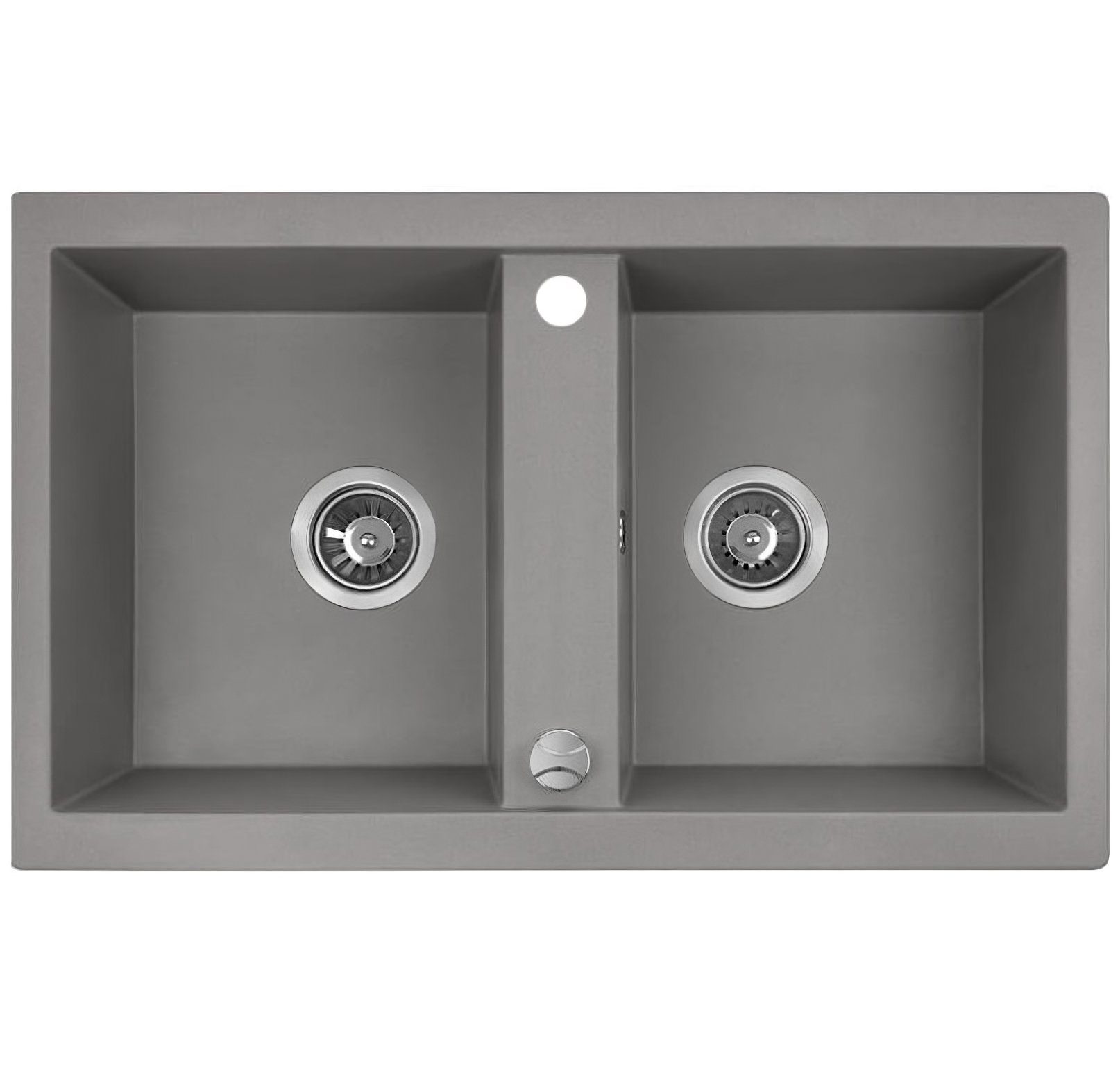 KOLMAN Küchenspüle Doppelbecken Barbados Granitspüle, Rechteckig, 48/78 cm, Grau, Space Saving Siphon GRATIS | Spülbecken