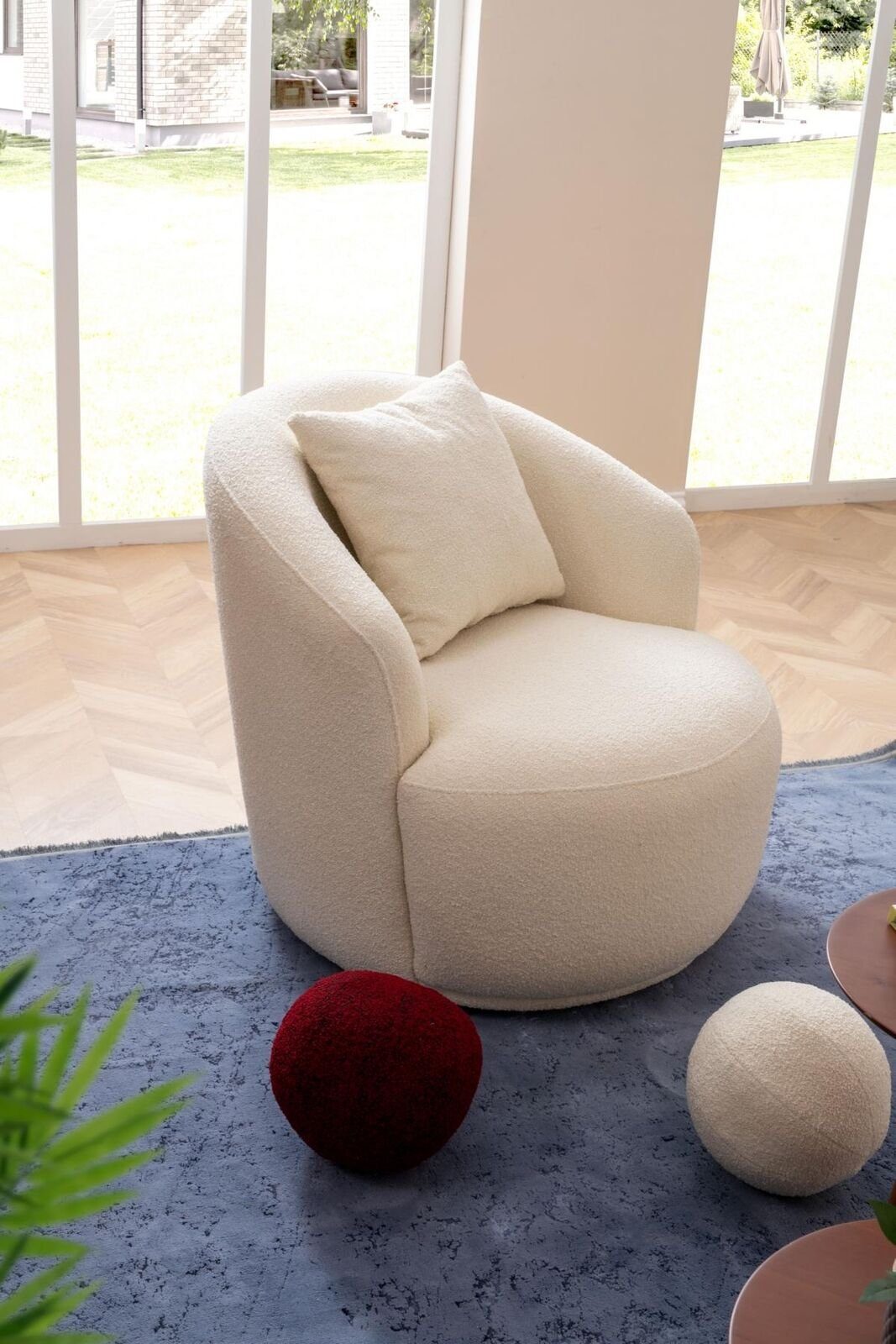 JVmoebel Sessel Modern Weiße Wohnzimmer Sitzmöbel Textil Design Möbel Lounge Club (1-St., 1x Sessel), Made in Europa