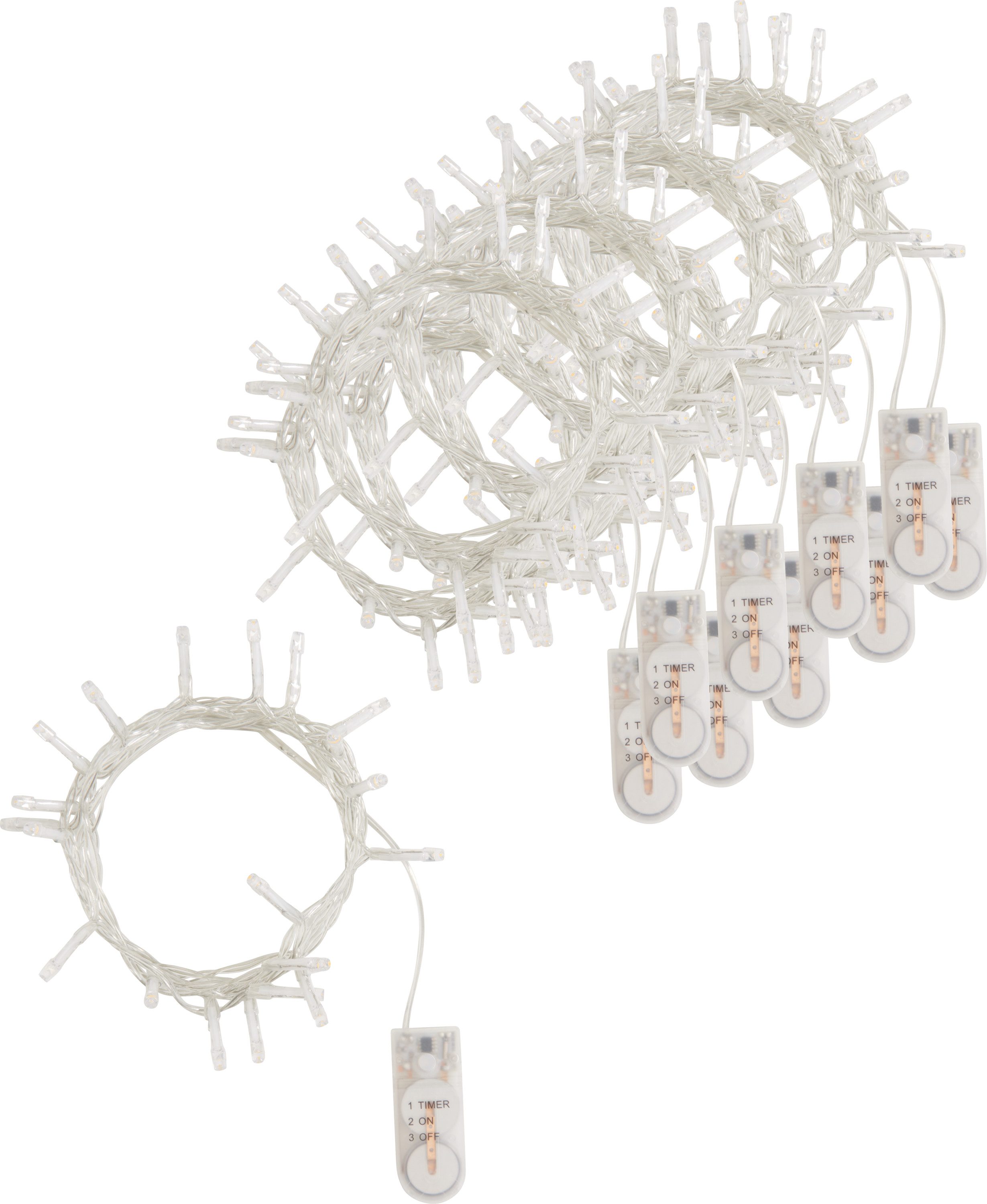 VBS XXL Lichterkette Mini-LED-Lichterketten, mit Timer und Knopfzellen 10 Stück