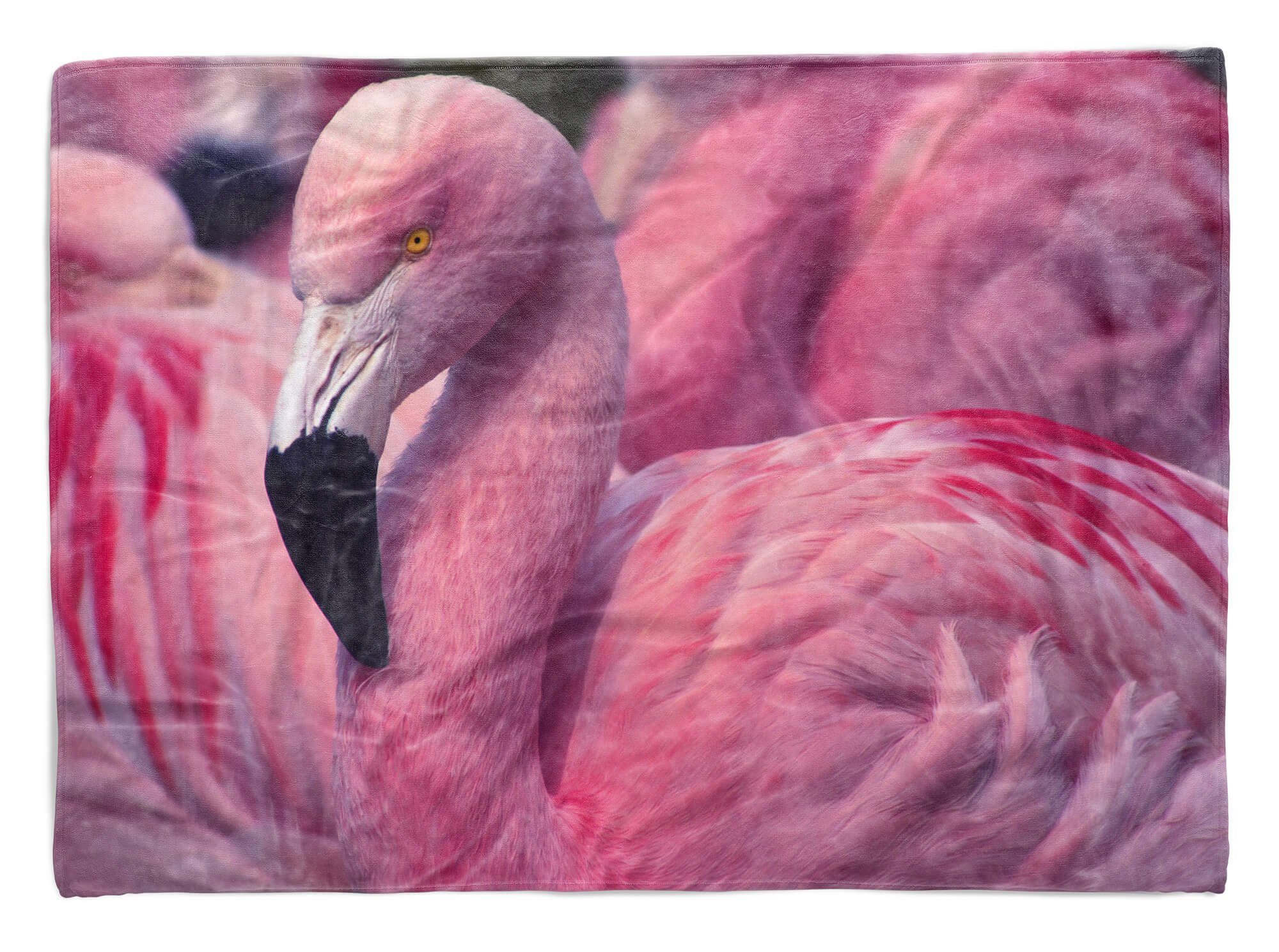 Sinus Art Handtücher Handtuch Strandhandtuch Saunatuch Kuscheldecke mit Tiermotiv rosa Flamingo Voge, Baumwolle-Polyester-Mix (1-St), Handtuch