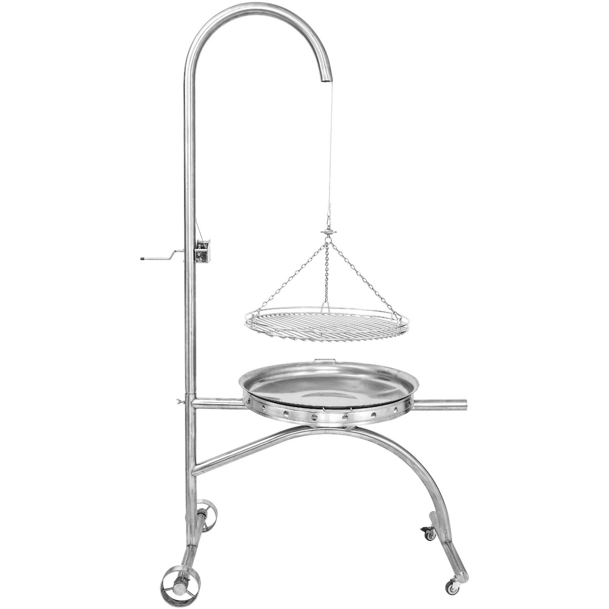 Schneider Grillgeräte GmbH & Co.KG Feuerstelle Schneider fahrbare Grillstation aus Edelstahl Grillrost Ø 60 cm