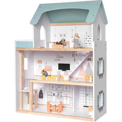 Puppenhaus »Puppenhaus mit Möbel + 3 Biegepuppen«