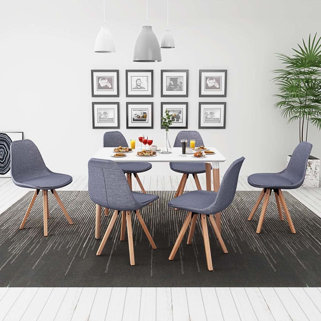 Tisch Weiß Hellgrau, Essgruppe (7-tlg) Stühle und Essgruppe vidaXL 7-teilige