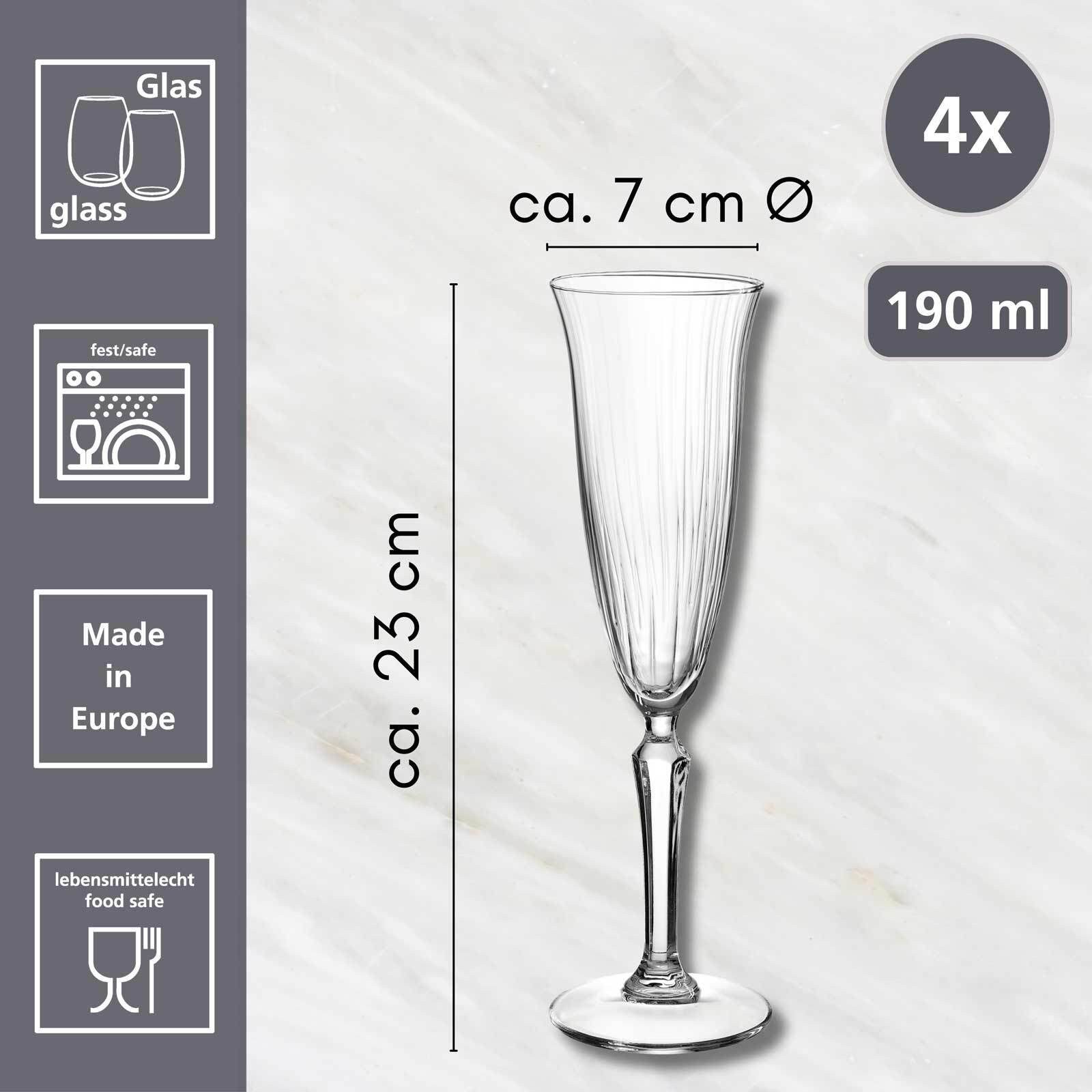 Ritzenhoff & Breker Sektglas Perpetuo Sektgläser 190 ml 6er Set, 6-tlg., Glas