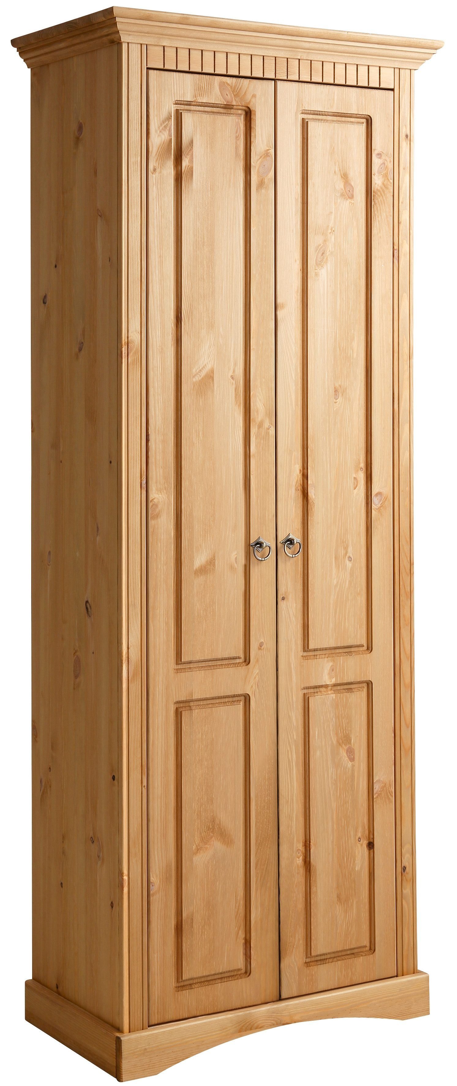 Home affaire Garderobenschrank Rustic aus massiver Kiefer, Breite 71 cm, mit Kassetenoptik gelaugt/geölt