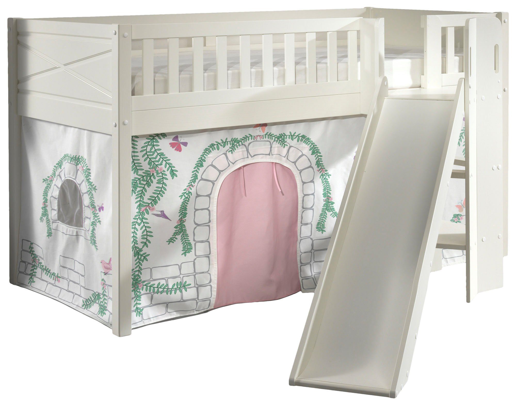 Vipack Hochbett Scott (Made in Europe) m. Rutsch-/Leiterturm, LF 90x200 cm, Vorhang, Tunnel, 4 Designs