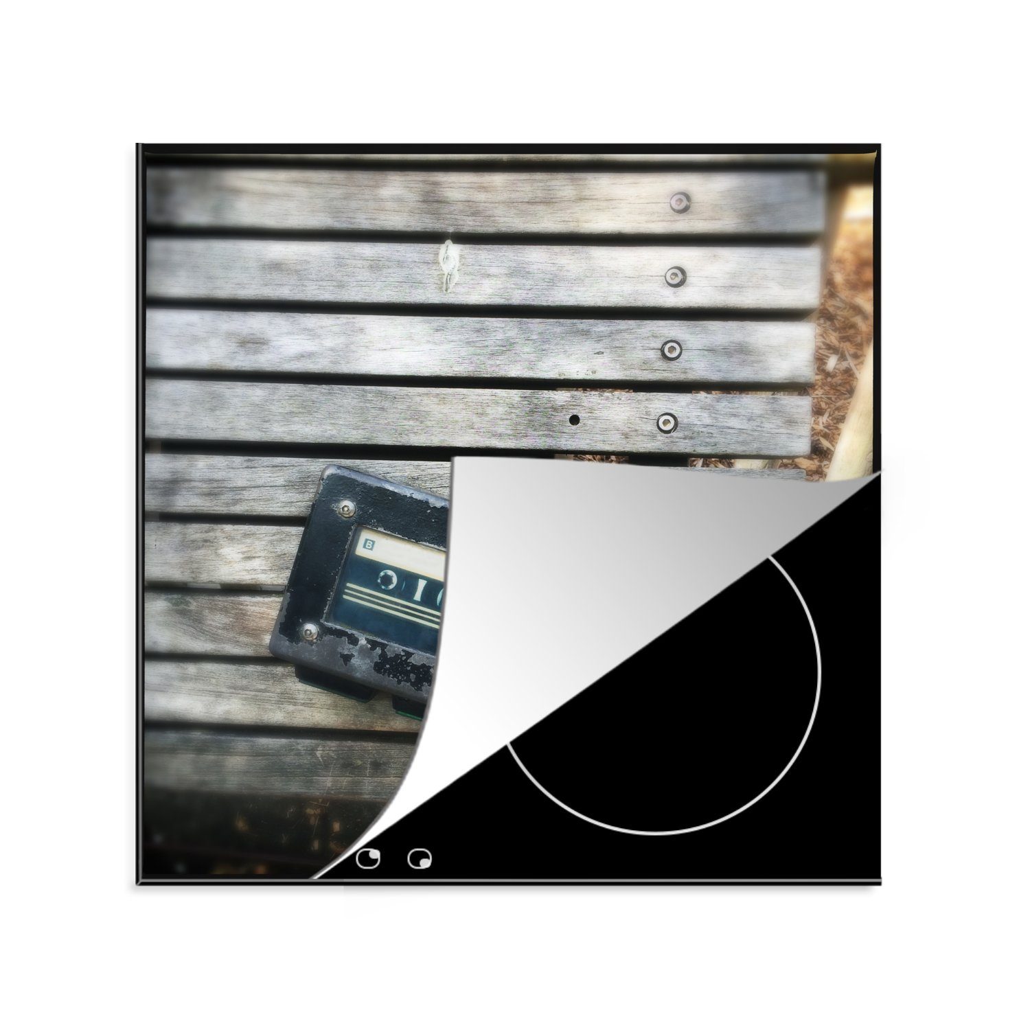 MuchoWow Herdblende-/Abdeckplatte Kassettenspieler - Kassettenband - Holz, Vinyl, (1 tlg), 78x78 cm, Ceranfeldabdeckung, Arbeitsplatte für küche | Herdabdeckplatten