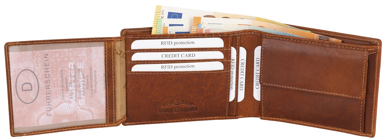 echt RFID Geldbörse Leder Portemonnaie Querformat, Jones RFID Geldbörse Jennifer Herren Schutz Geldbeutel