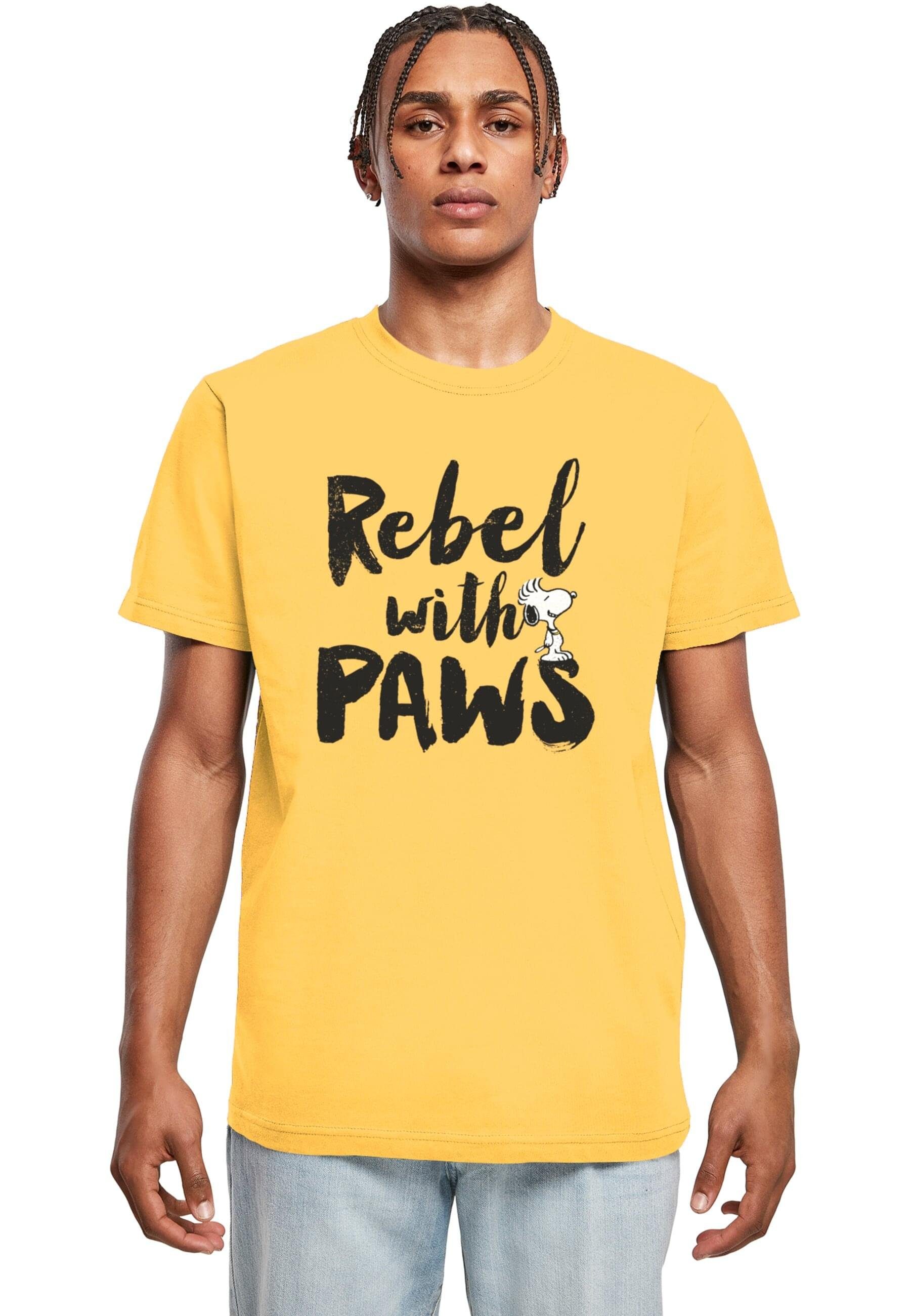 Merchcode T-Shirt Herren Peanuts - Rebel with paws T-Shirt Round Neck (1-tlg) taxiyellow