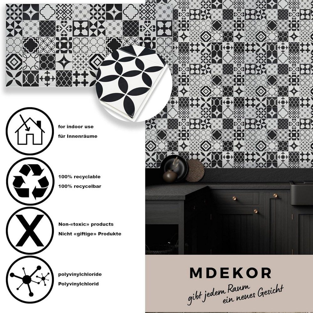 MDEKOR 3D Wandpaneel PVC Wandverkleidung 48,5x96 cm für Küche, Bad & mehr, (30-tlg) Model 0003, 30 Stück = 14,1 m2