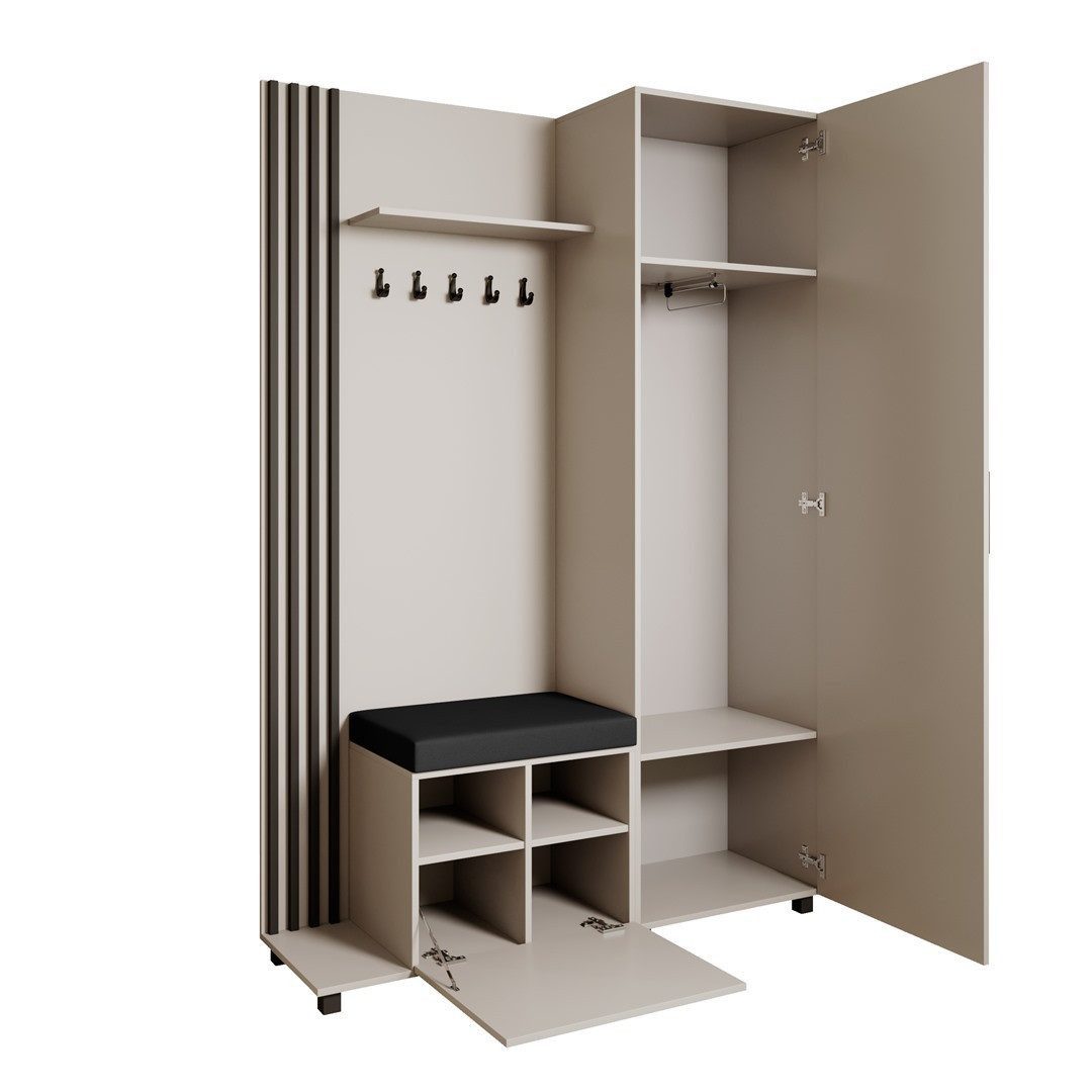 Beautysofa Garderoben-Set Livia – Design, Funktion und Ordnung in Perfektion, (Geräumiger Schuhschrank, mit praktischer Kleiderstange) – Bild 2 von 5